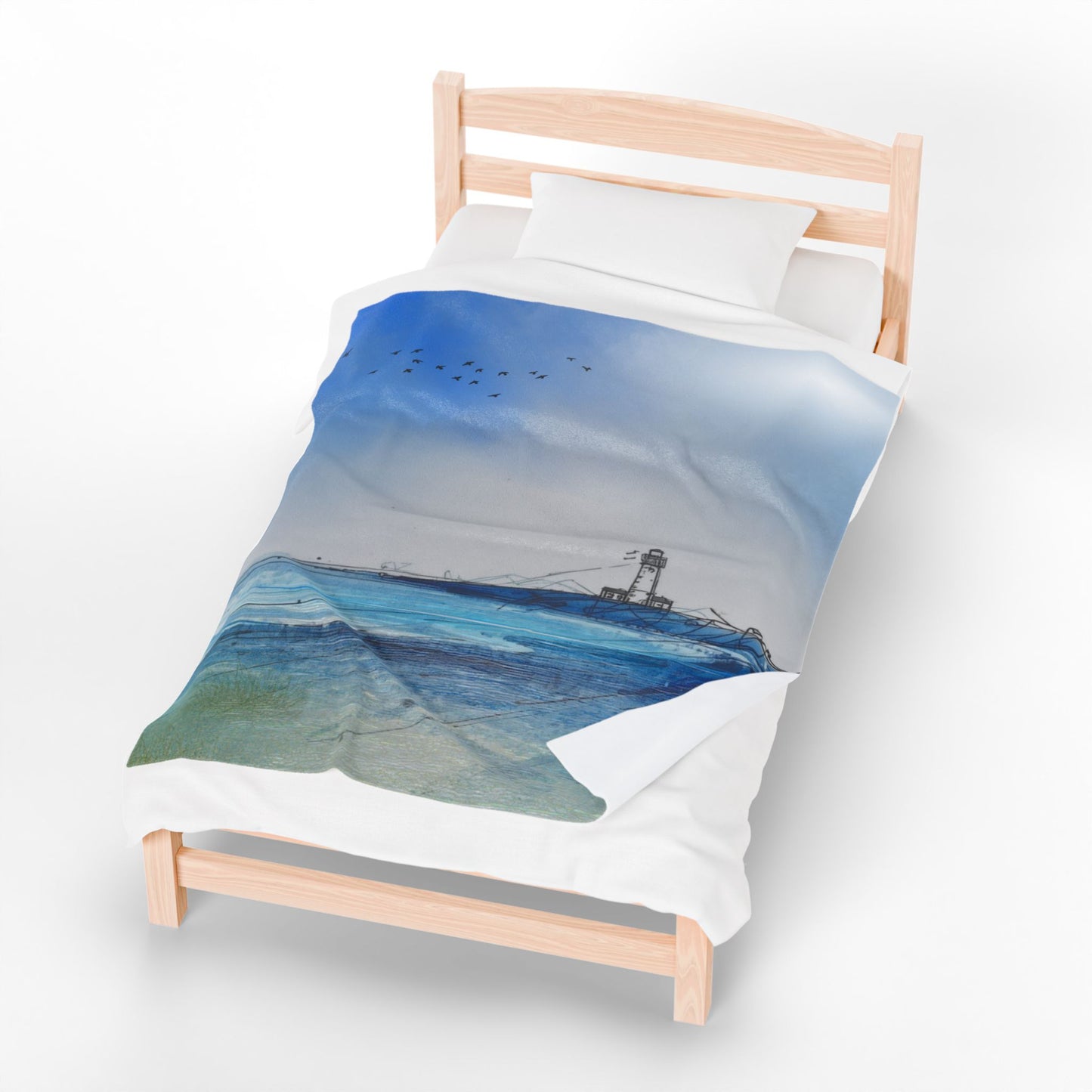 Cozy Ocean-Inspired Velveteen Plush Blanket | Soft Throw for Beach Lovers, Home Decor, Gift, Relaxation, Coastal Vibe