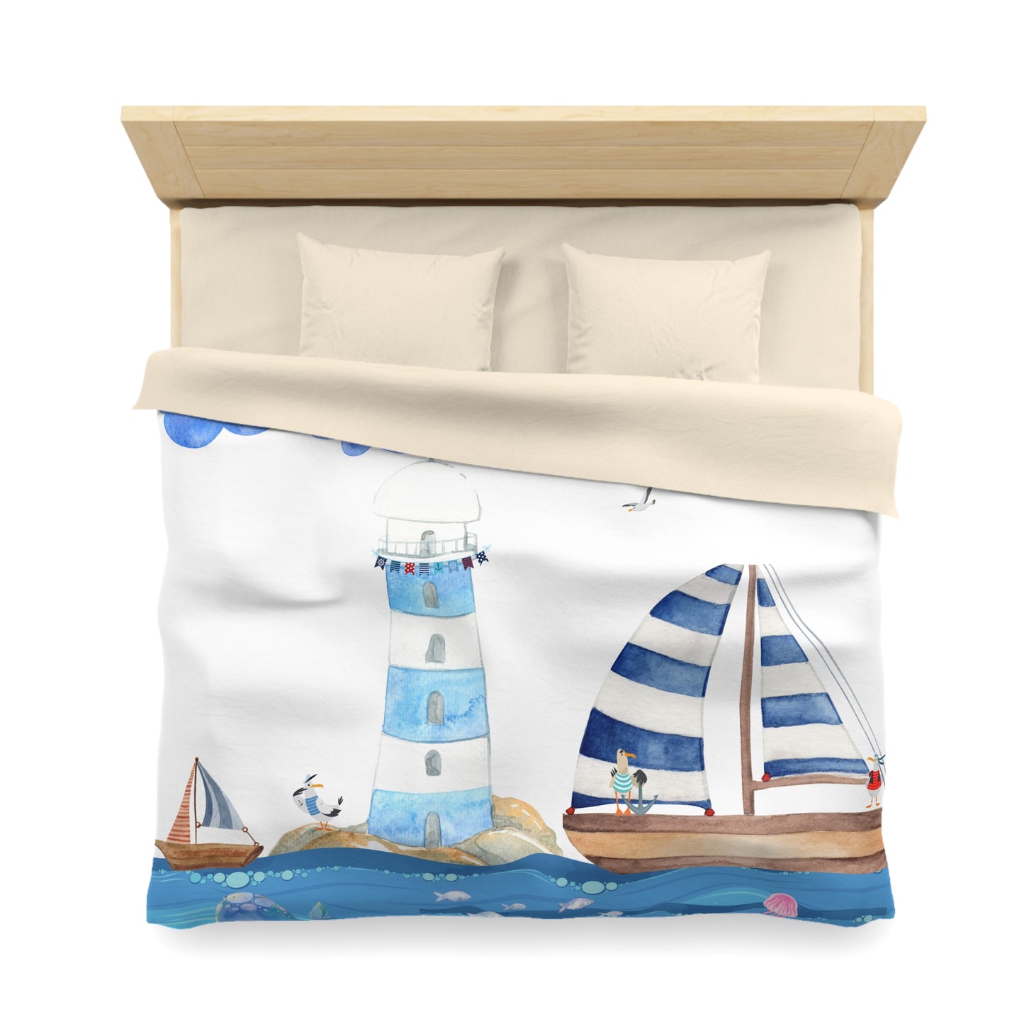 Coastal Escape Microfiber Duvet Cover, Nautical Bedding, Ocean-Themed Decor, Beach House Essentials, Kids Room Makeover