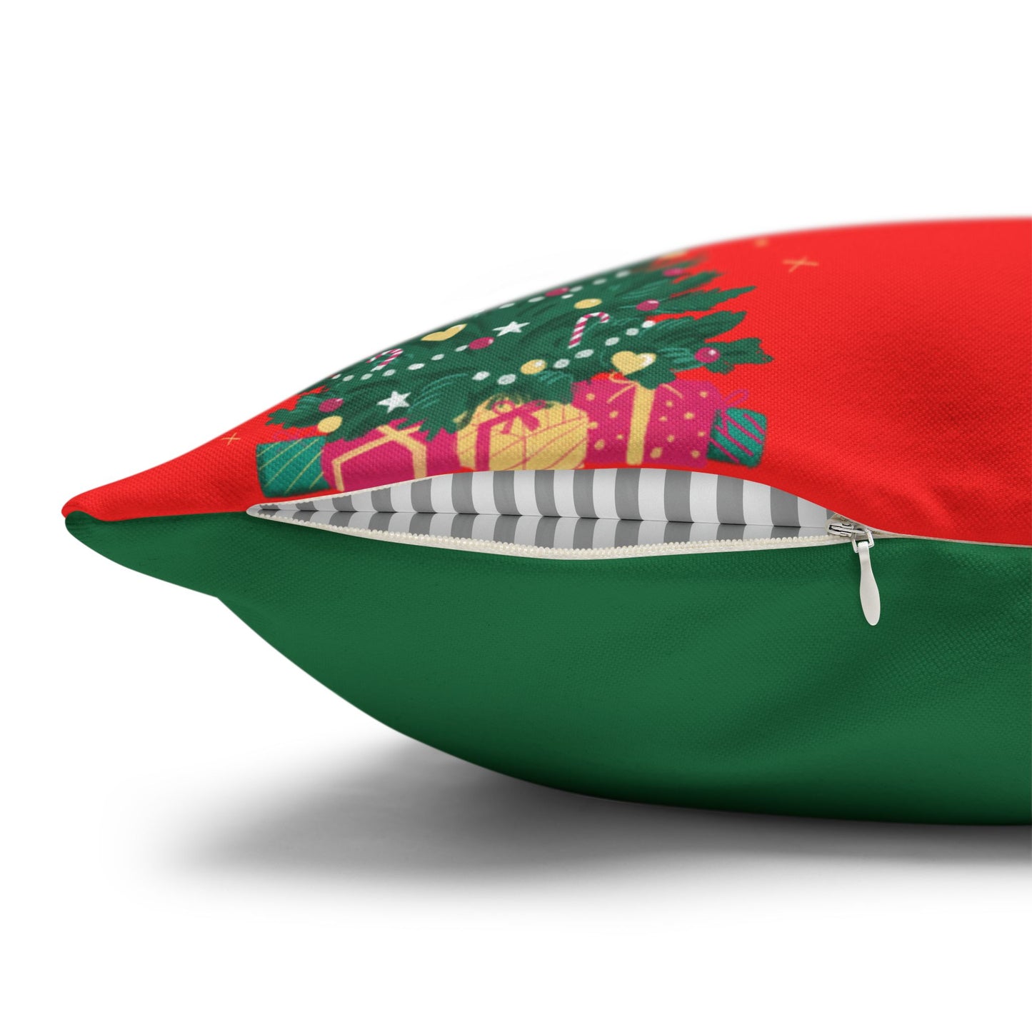 Nutcracker Christmas Pillowcase — Festive Red Holiday Throw Pillow Cover with Candy Canes & Trees