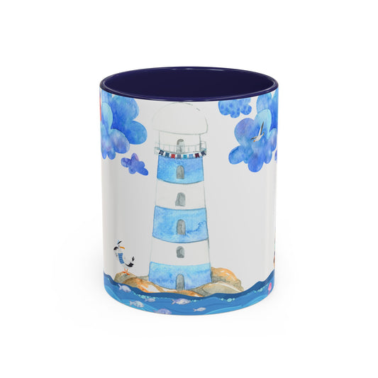 Coastal Lighthouse Coffee Mug, Nautical Drinkware, Beach Themed, Ocean Lover Gift, Relaxing Home Decor