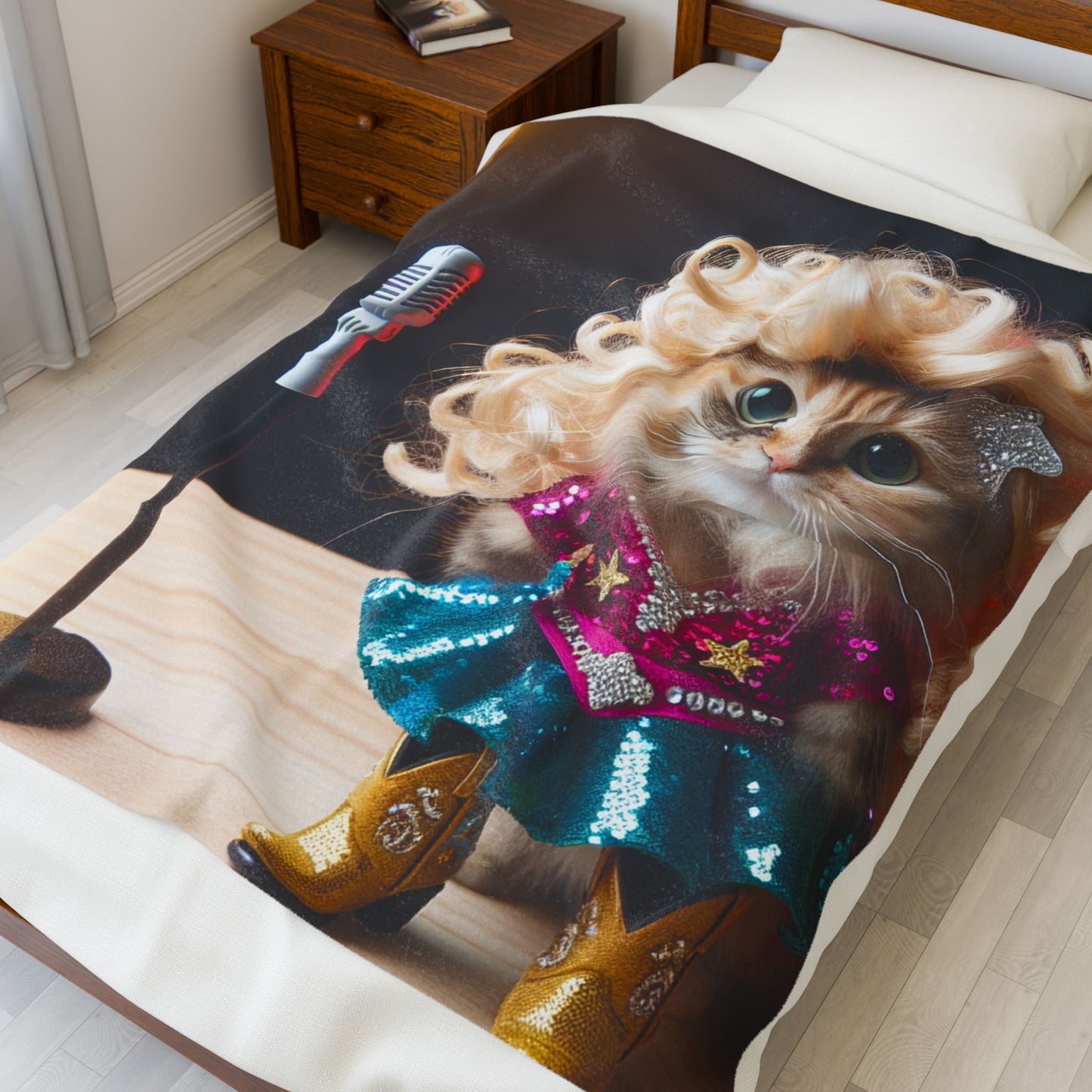 Funny Cat Diva Velveteen Plush Blanket, Cozy Cat Lover Gift, Fun Home Decor, Perfect for Pet Lovers, Unique Cat Themed Gift