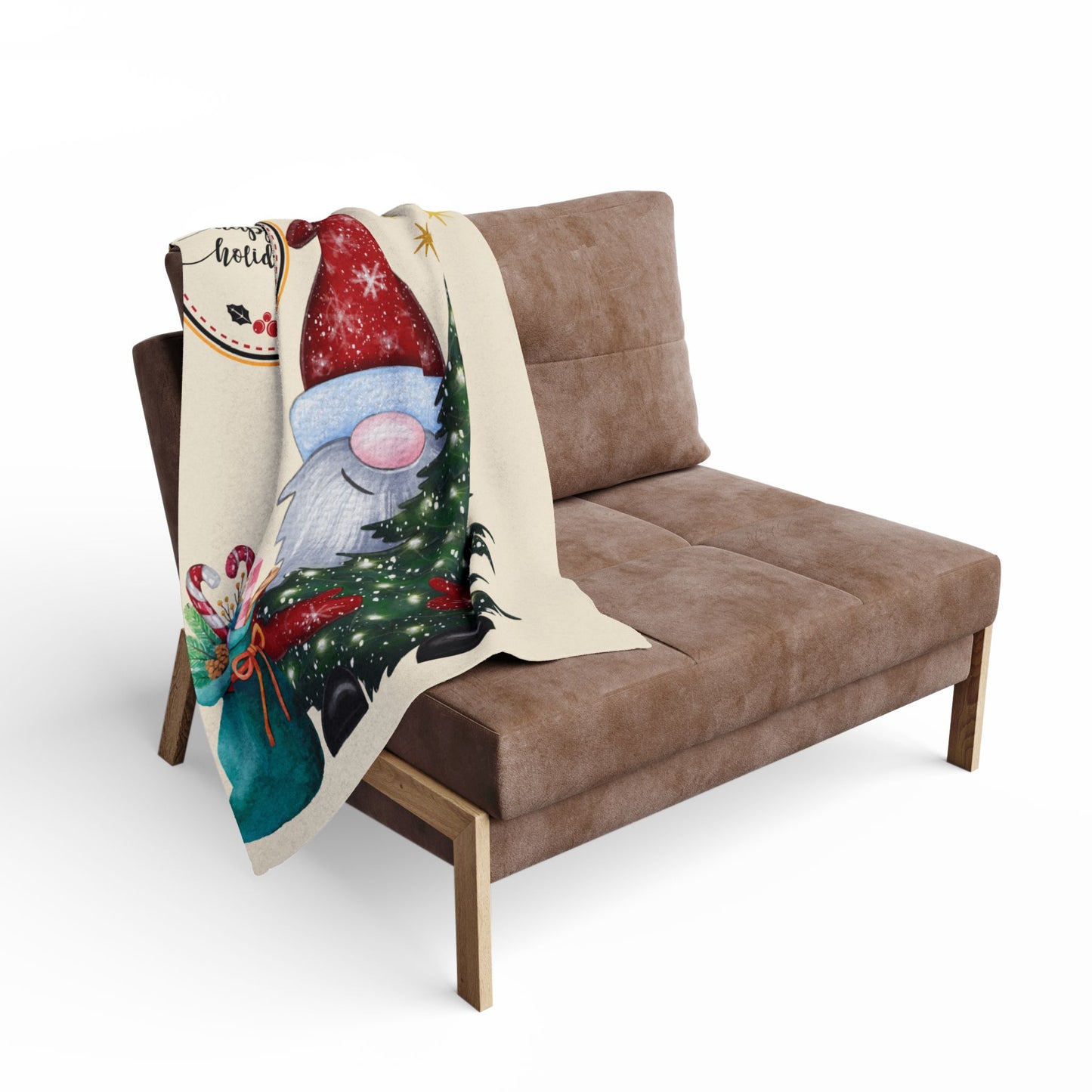 Cozy Holiday Fleece Blanket with Gnome Design | Winter Home Decor, Gift for Christmas, Snuggle Throw, Festive Soft Cover