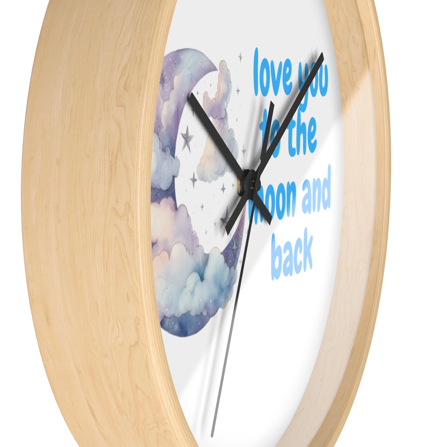 Moon and Back Wall Clock, Love You Wall Decor, Gift for Couples, Nursery Clock, Sweet Home Decor, Romantic Gift