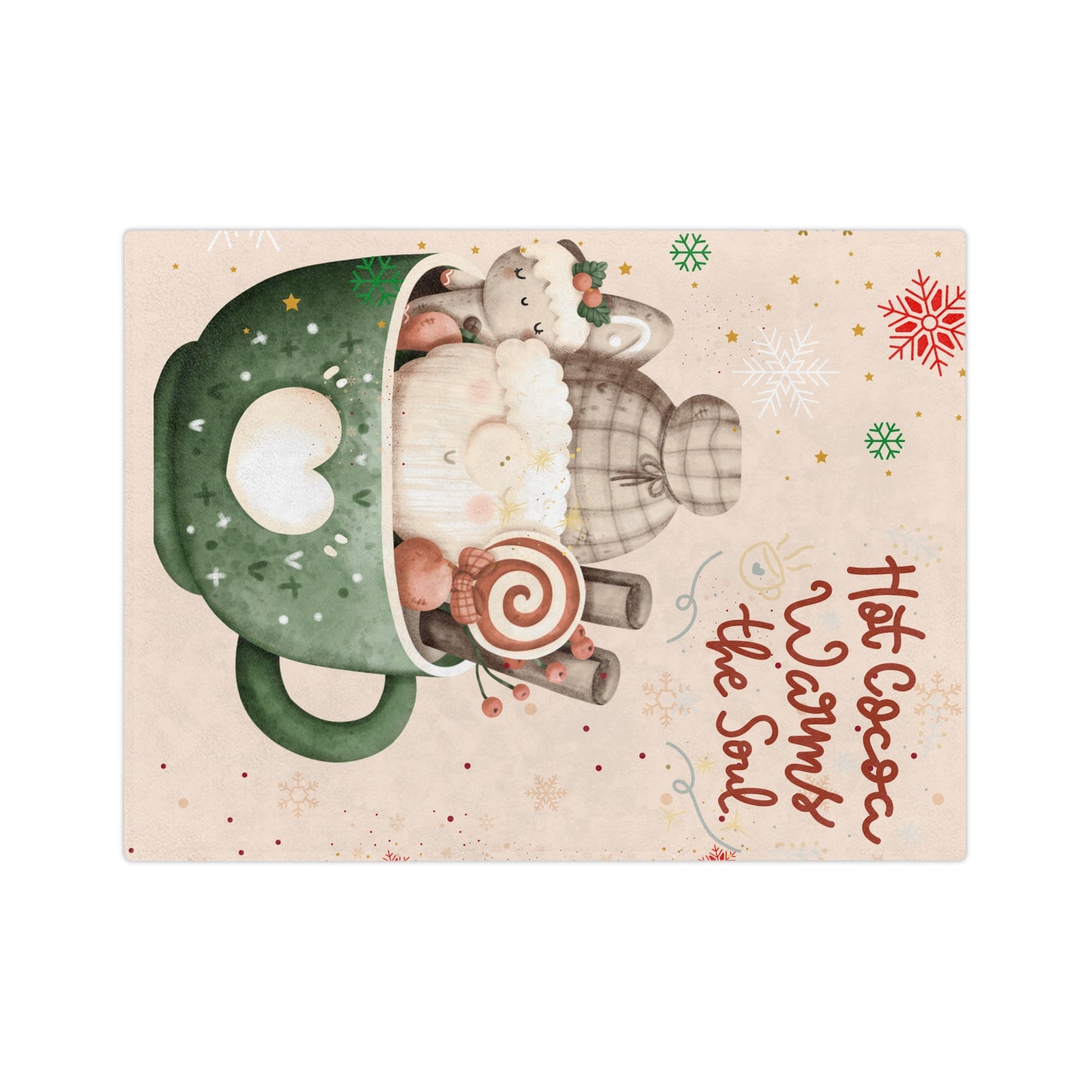 Cozy Hot Cocoa Velveteen Microfiber Blanket, Holiday Gift, Winter Decor, Snuggle Blanket, Home Comfort, Warmth and Joy