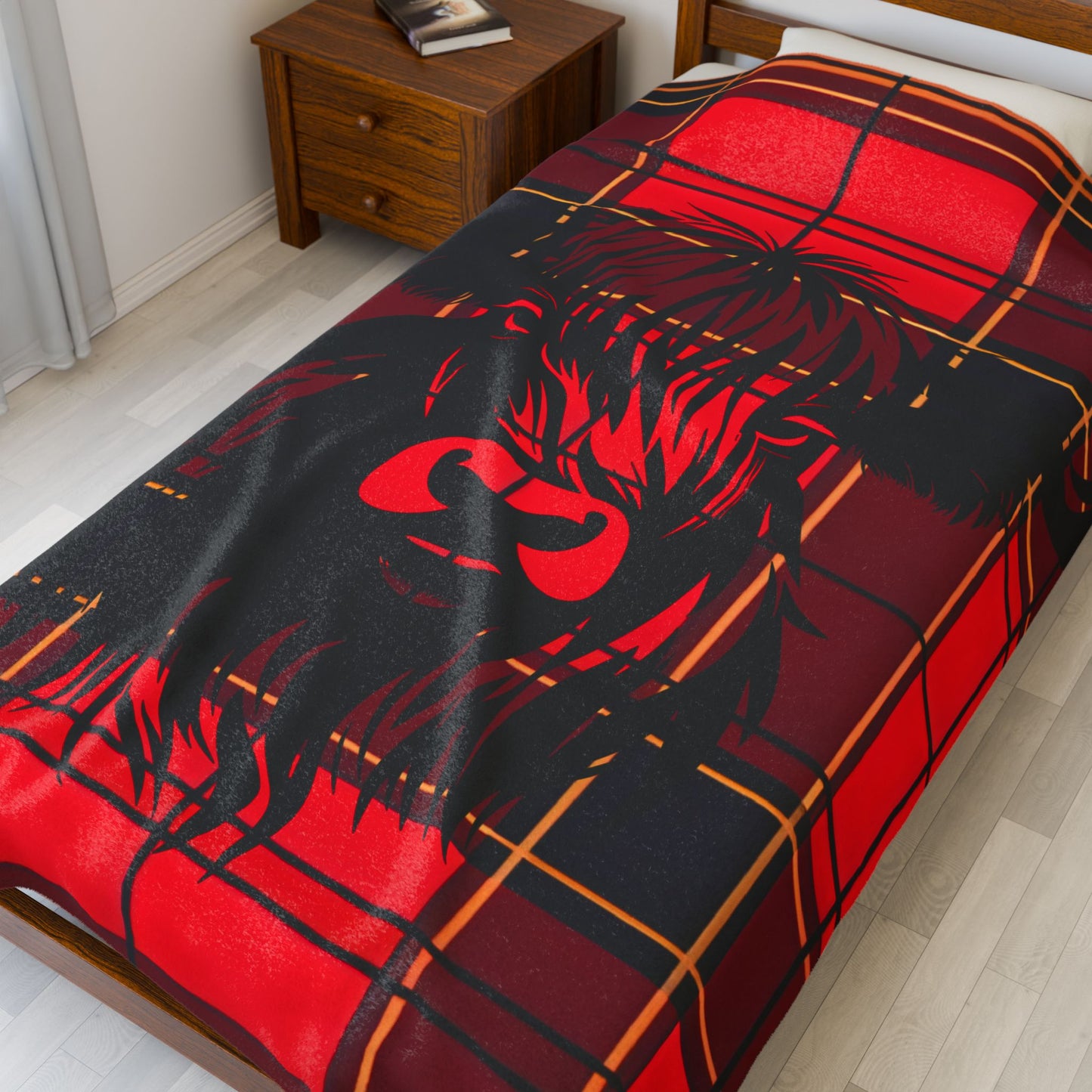 Cozy Highland Cow Blanket, Snuggle Throw for Home Decor, Perfect Gift for Animal Lovers, Winter Warmth, Plaid Style