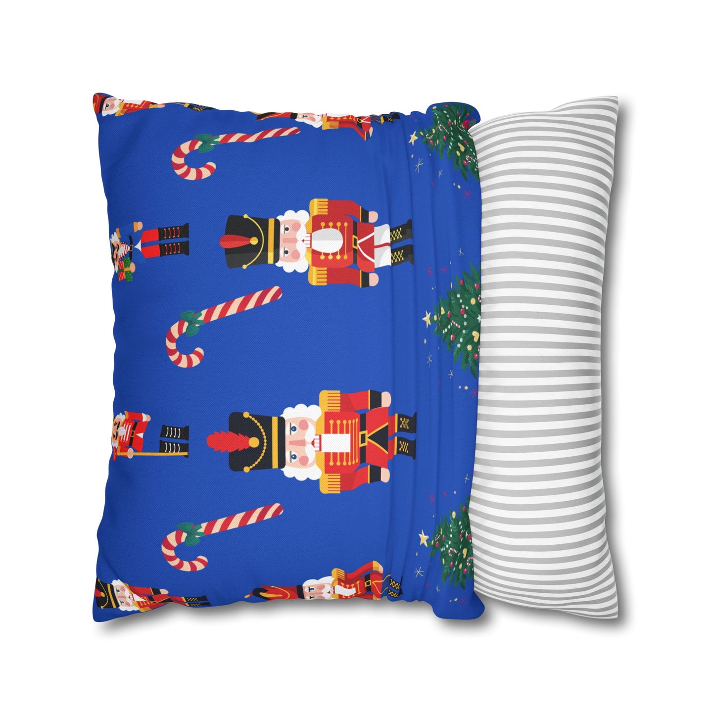 Nutcracker Holiday Pillow — Festive Candy Cane & Christmas Tree Throw Pillow