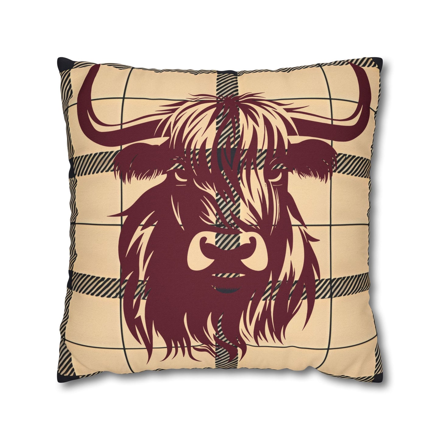 Highland Cow Pillowcase, Cozy Home Decor, Rustic Farmhouse Accent, Unique Gift for Animal Lovers, Throw Pillow Cover, Country Style Cushion