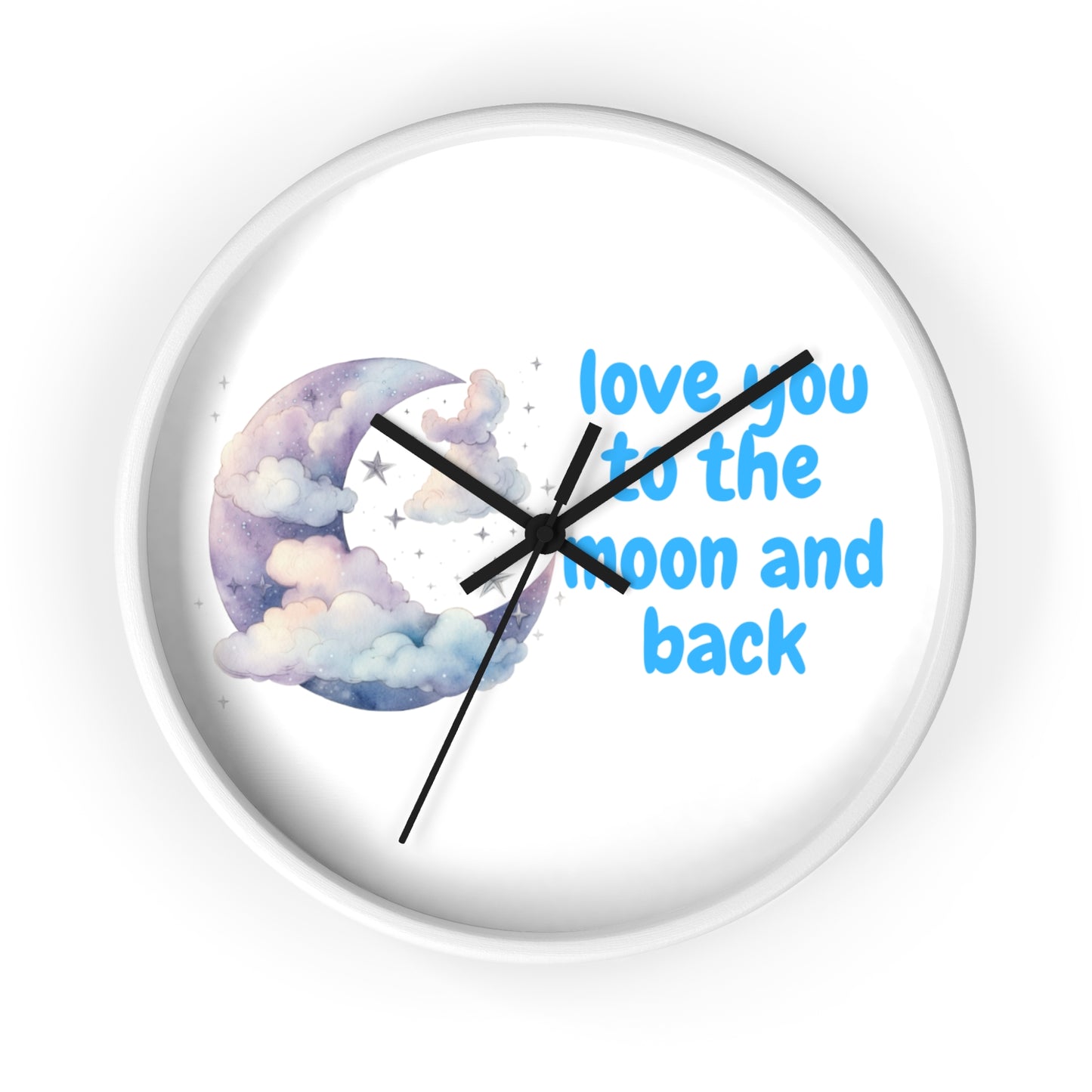 Moon and Back Wall Clock, Love You Wall Decor, Gift for Couples, Nursery Clock, Sweet Home Decor, Romantic Gift