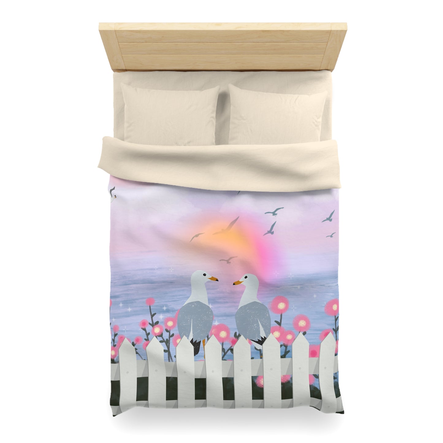 Romantic Coastal Microfiber Duvet Cover, Beach Decor, Bedroom Makeover, Home Textile, Gift for Her, Ocean Vibes