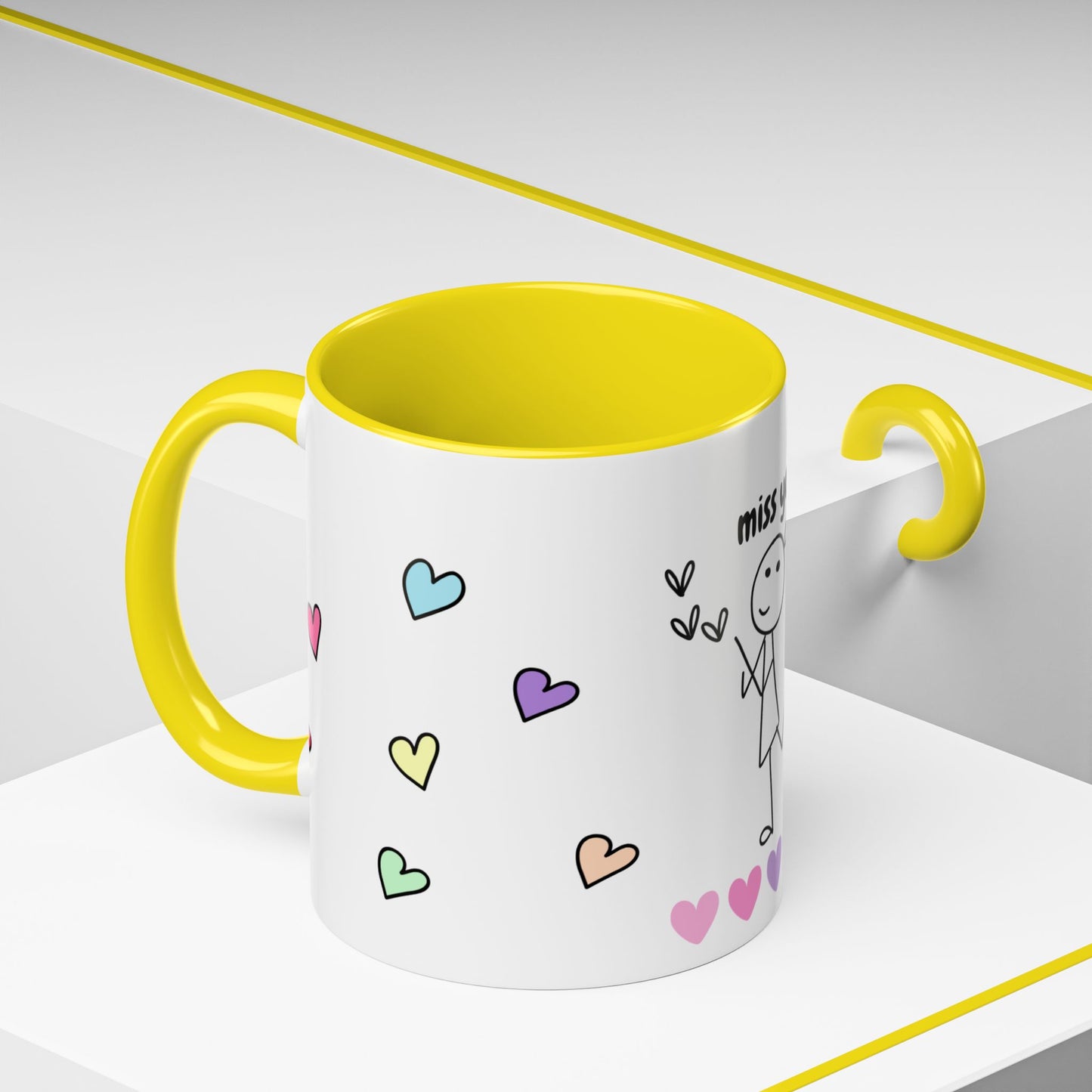 Miss You Accent Coffee Mug - Heartwarming Gift for Friends, Loved Ones, Birthdays, Valentine's Day, Coffee Lovers