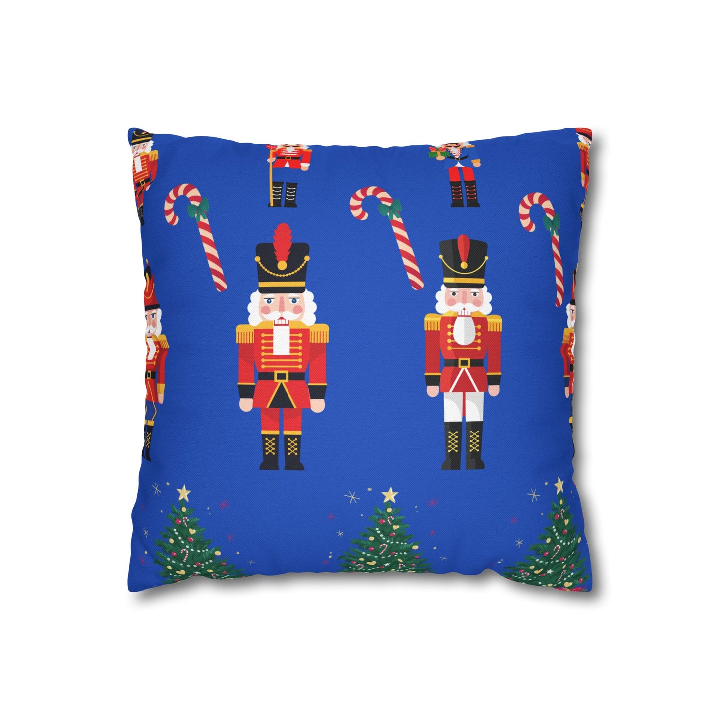 Nutcracker Holiday Pillow — Festive Candy Cane & Christmas Tree Throw Pillow