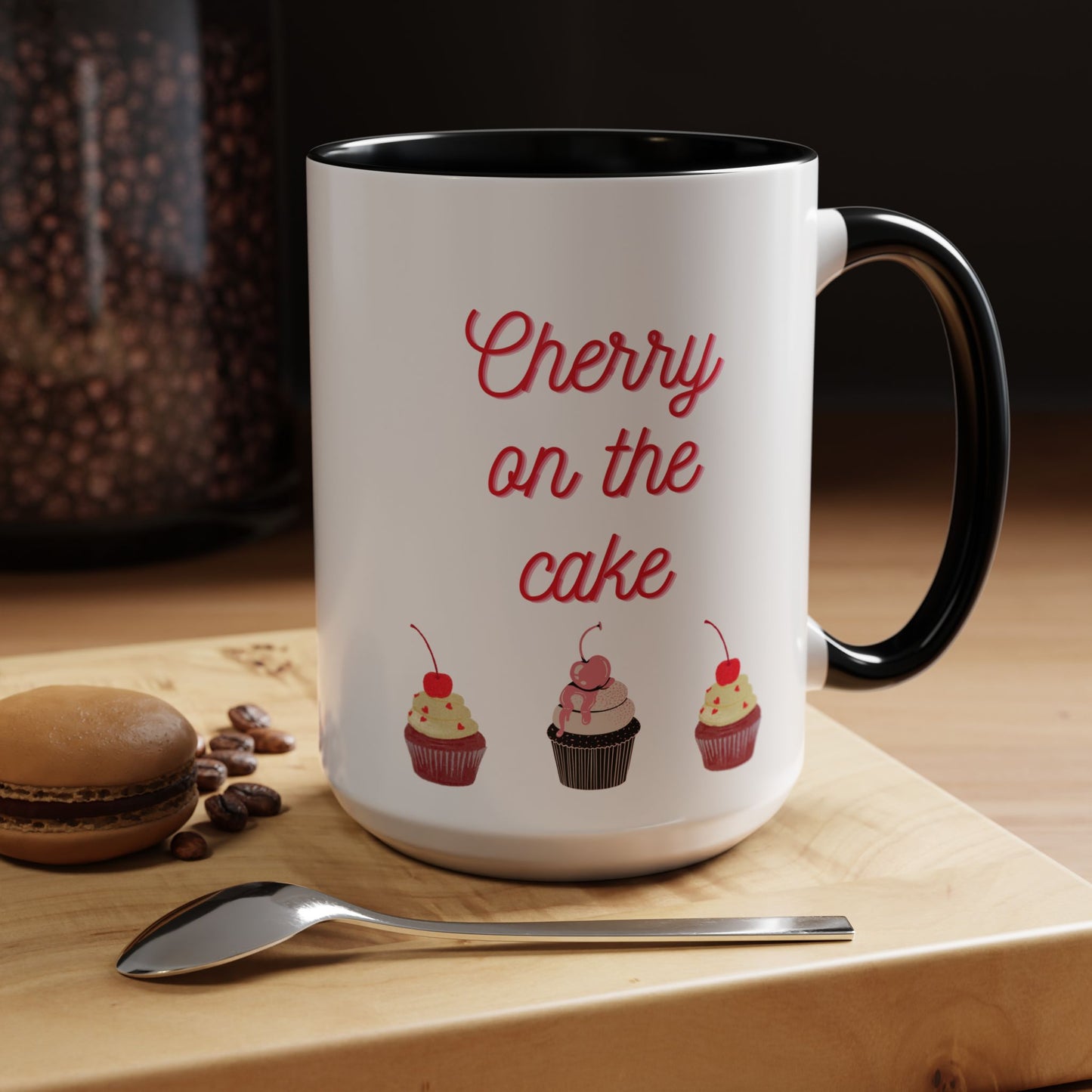 Cute Cupcake Themed Coffee Mug, Sweet Gift for Birthdays, Party Favor, Baking Lover, Kitchen Decor, Cherry on the Cake