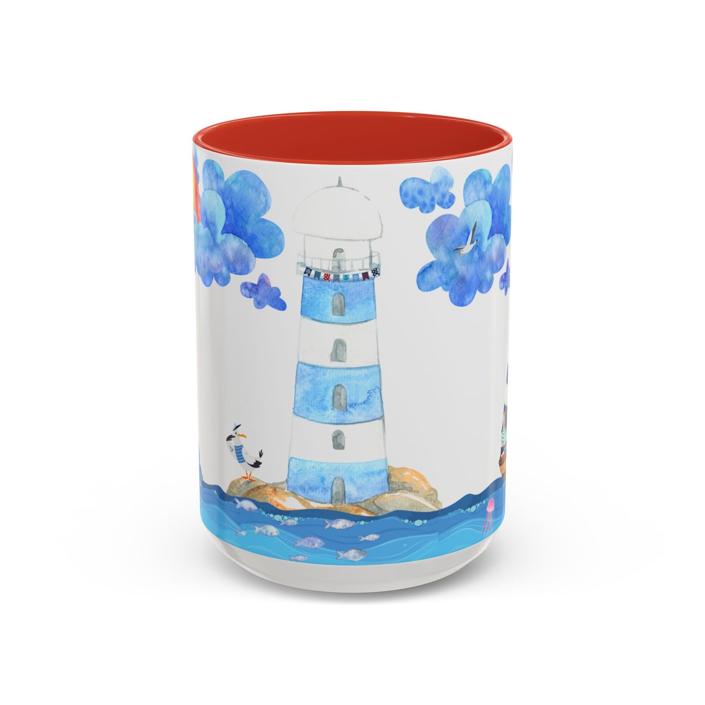 Coastal Lighthouse Coffee Mug, Nautical Drinkware, Beach Themed, Ocean Lover Gift, Relaxing Home Decor