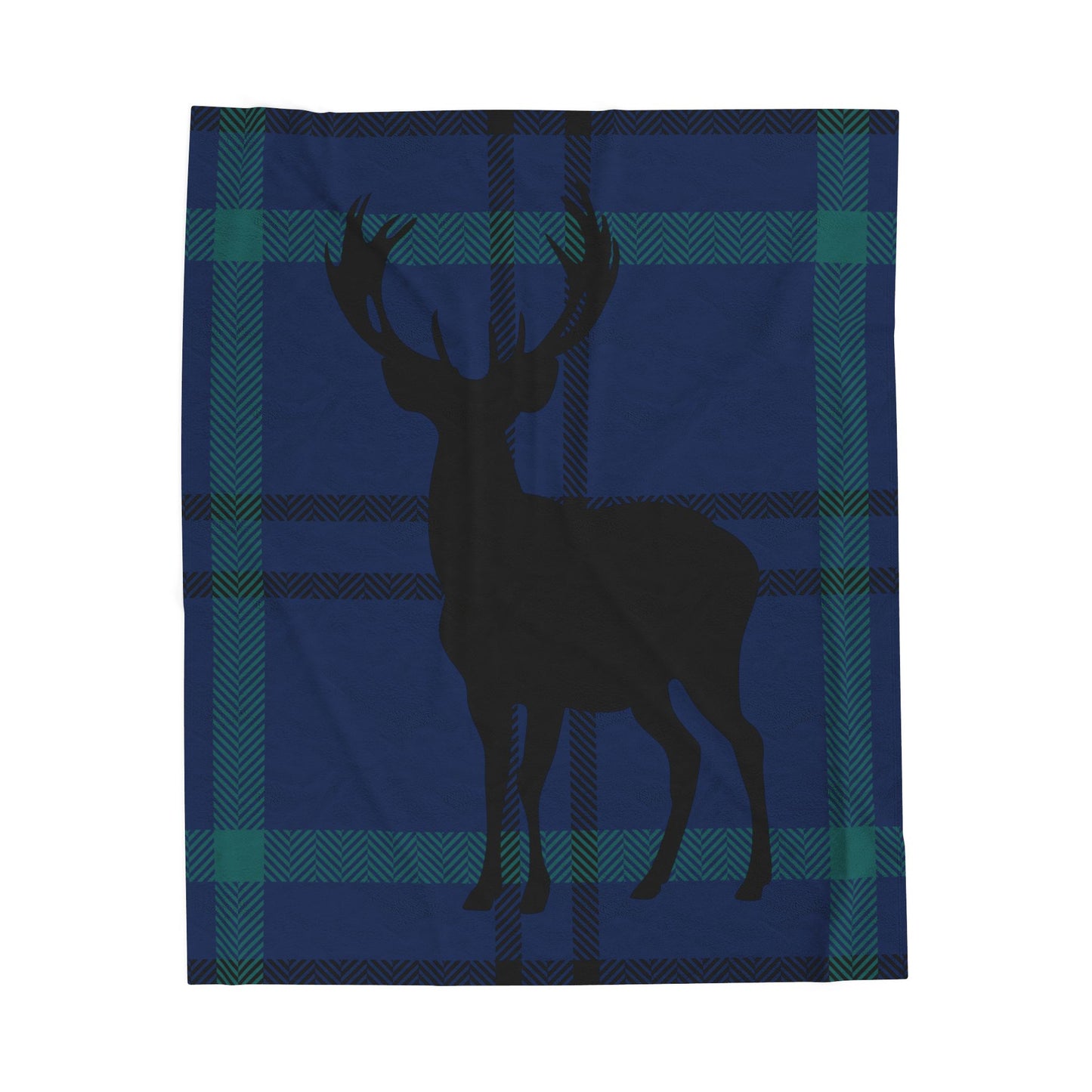 Plaid Deer Velveteen Plush Blanket - Cozy Winter Decor
