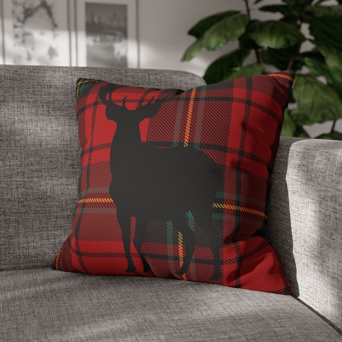 Rustic Deer Plaid Pillowcase