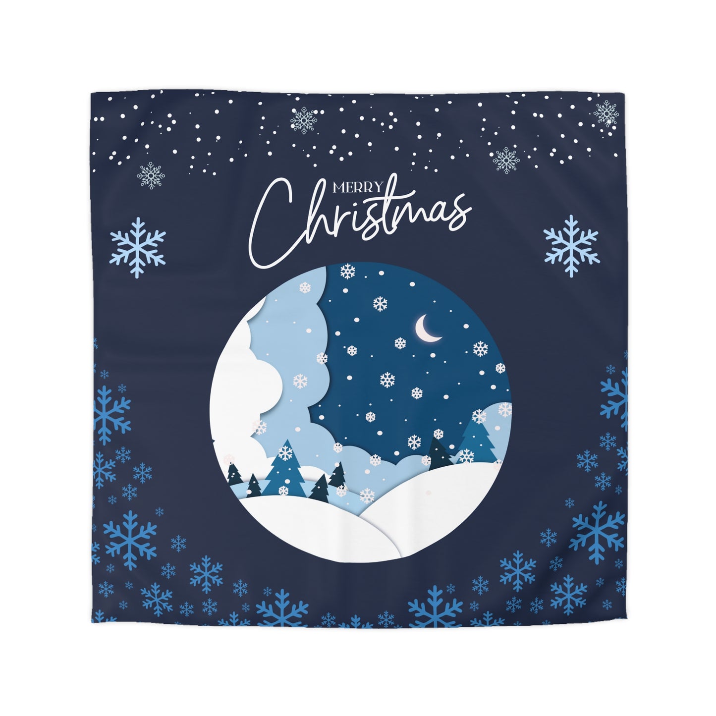 Christmas Winter Wonderland Duvet Cover | Cozy Bedding for Holiday Decor, Seasonal Home Accent, Snowflake Pattern
