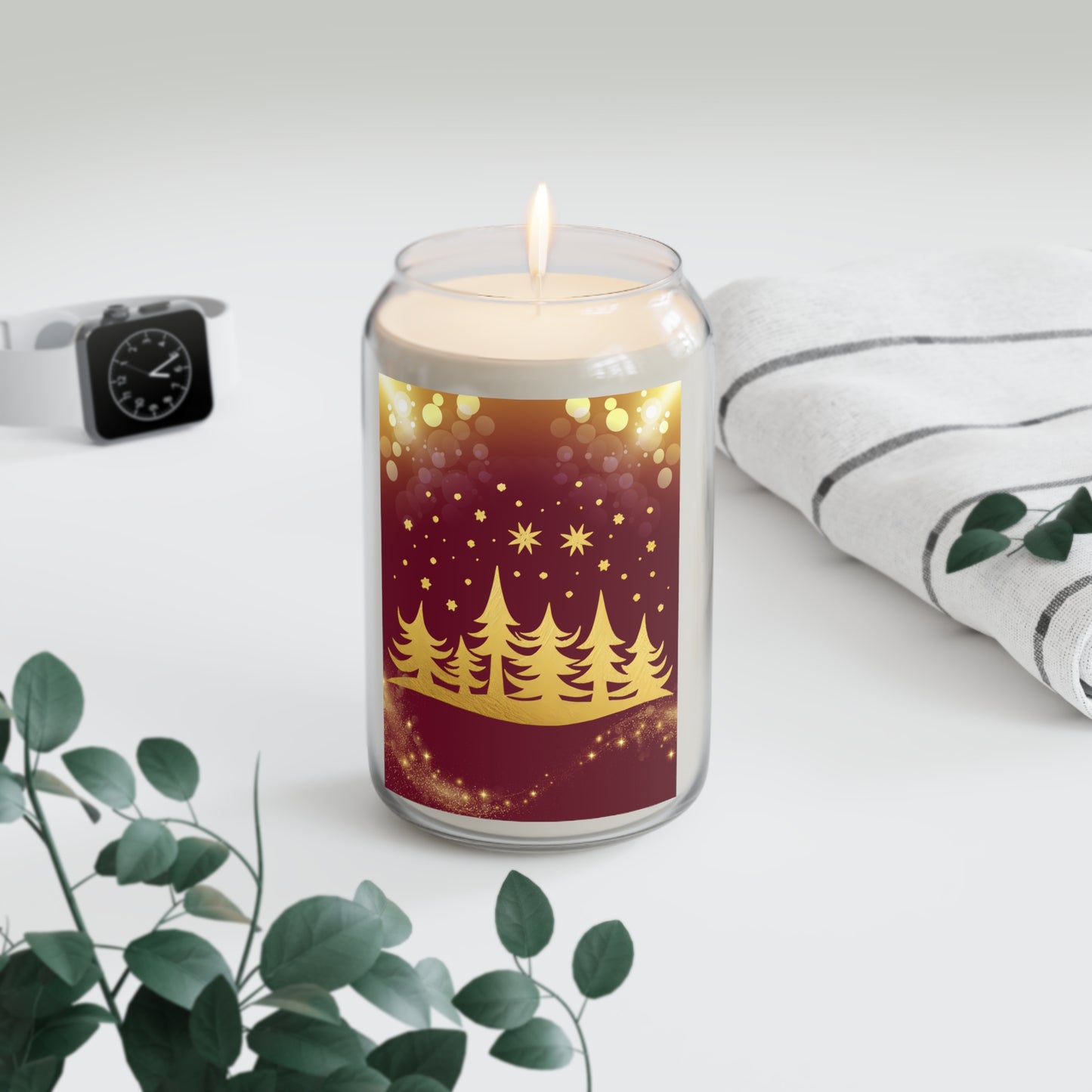 Holiday Scented Soy Candle - 13.75oz - Festive Pine & Bokeh Glow