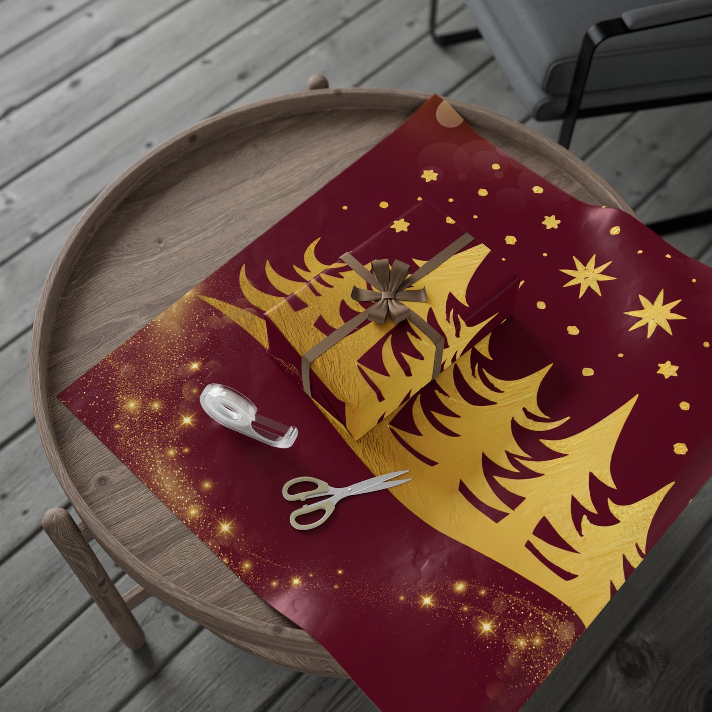 Golden Sparkle Christmas Wrapping Paper | Holiday Gift Wrap, Festive Wrap for Gifts, Seasonal Decoration, Birthday, New Year