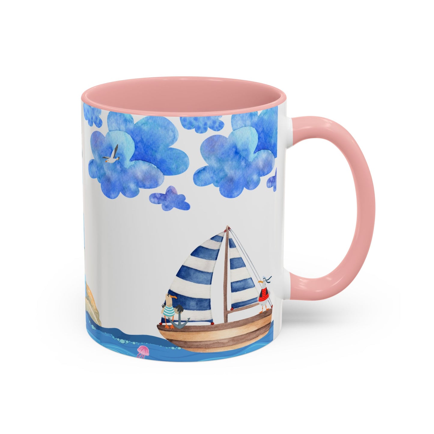 Coastal Lighthouse Coffee Mug, Nautical Drinkware, Beach Themed, Ocean Lover Gift, Relaxing Home Decor