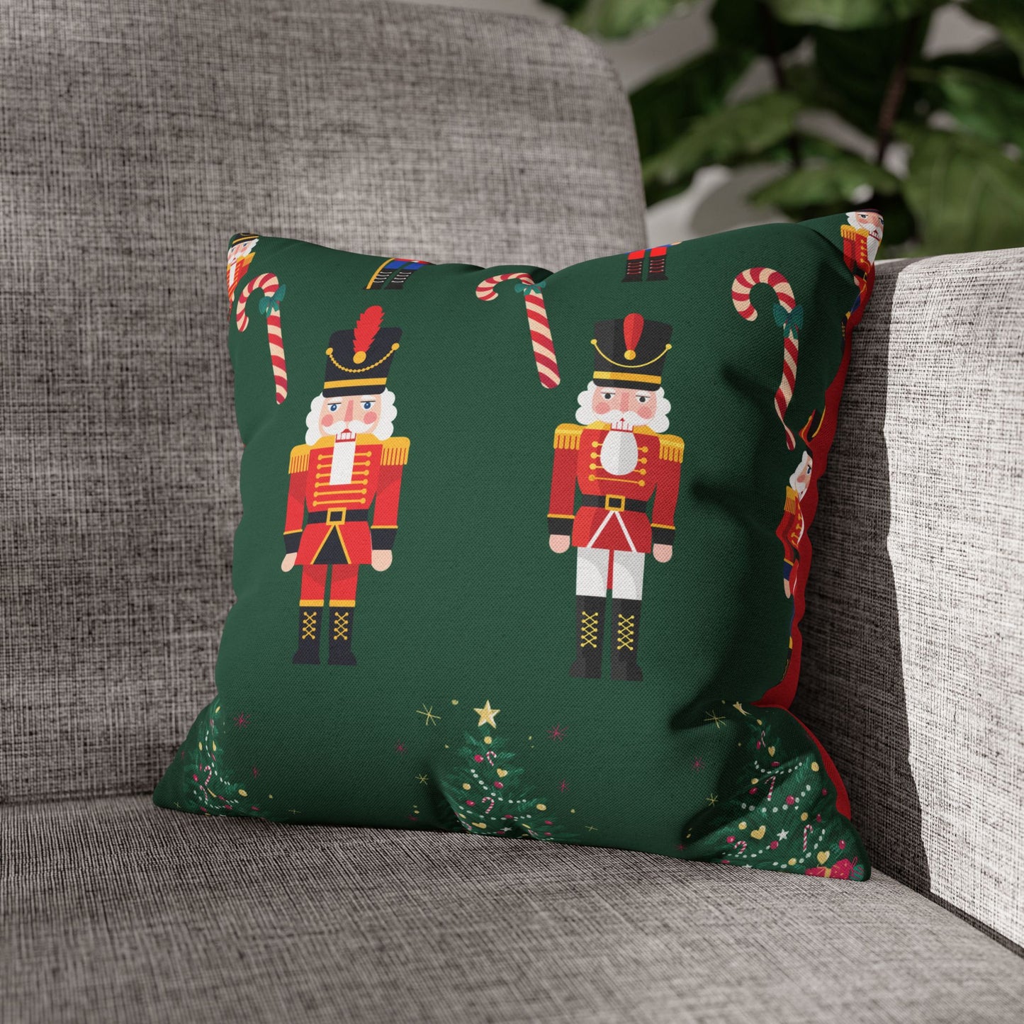 Nutcracker Christmas Pillowcase — Festive Green Holiday Throw Pillow Cover