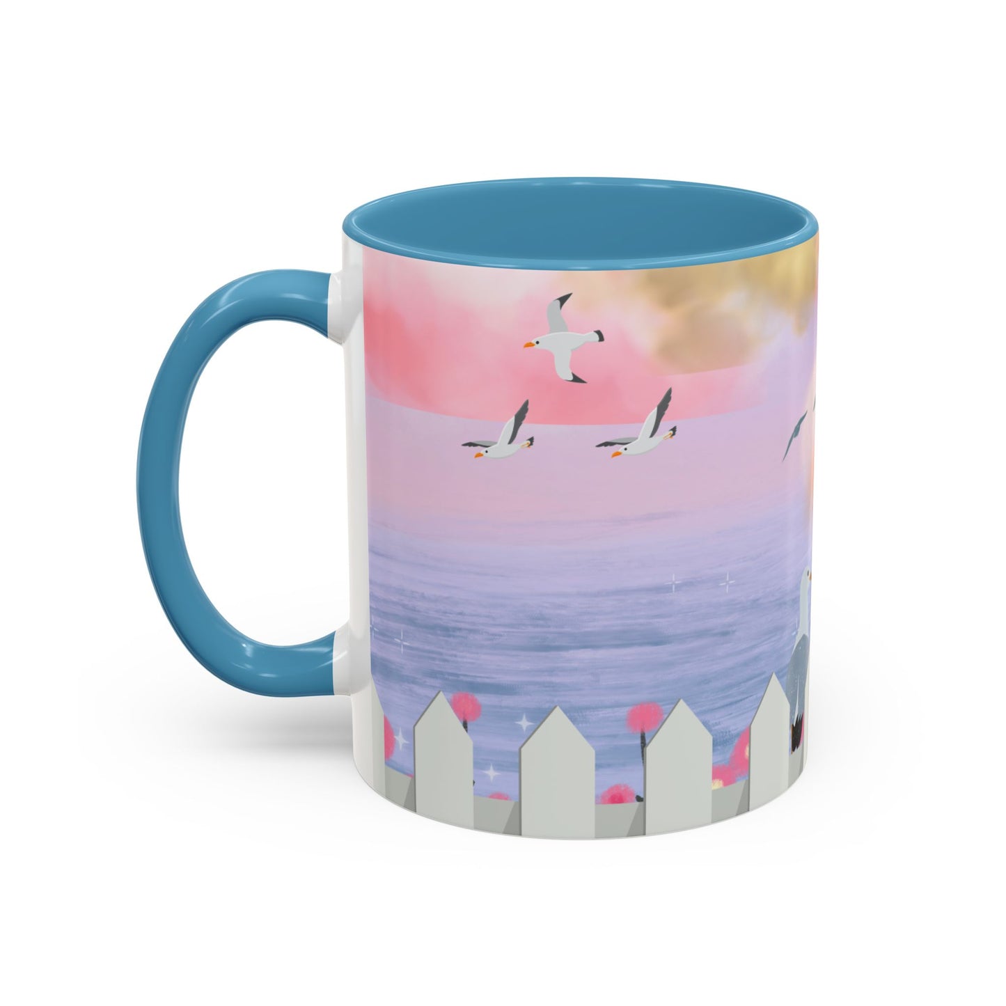 Coastal Accent Coffee Mug - Beach Vibes, Ocean Lovers, Nautical Gift, Seagull Design, Serene Decor