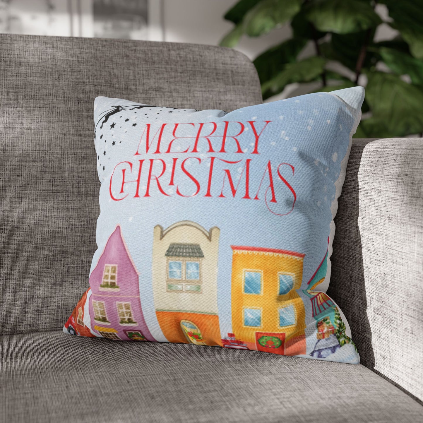 Christmas Decorative Pillowcase with Merry Christmas Design, Holiday Home Decor, Seasonal Cushion Cover, Gift for Her, Festive Accent