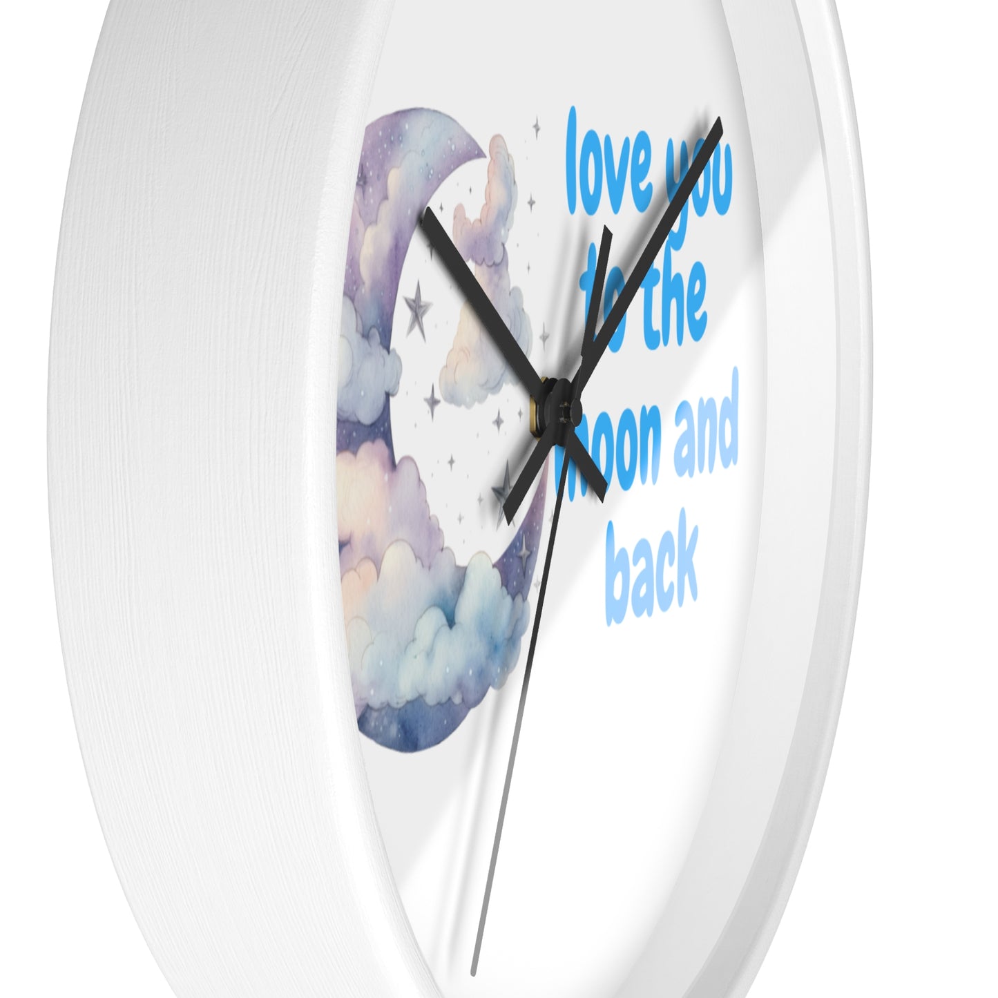 Moon and Back Wall Clock, Love You Wall Decor, Gift for Couples, Nursery Clock, Sweet Home Decor, Romantic Gift