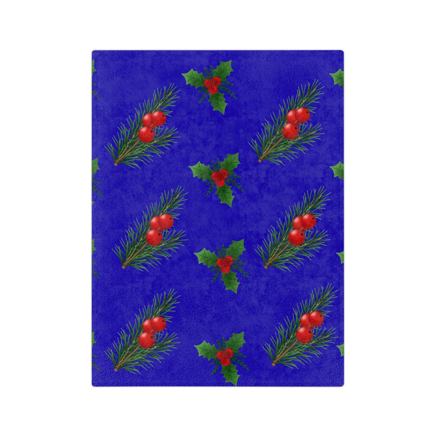 Holiday Holly & Pine Velvet Microfiber Blanket — Festive Christmas Throw