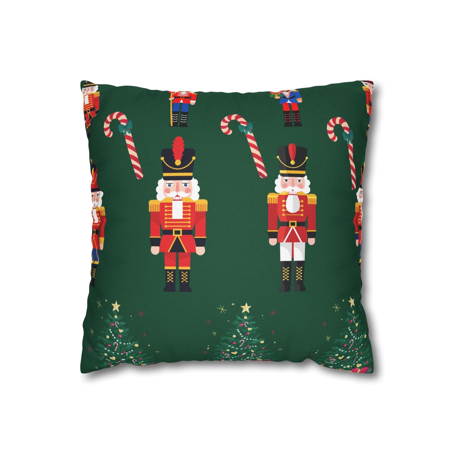 Nutcracker Christmas Pillowcase — Festive Green Holiday Throw Pillow Cover