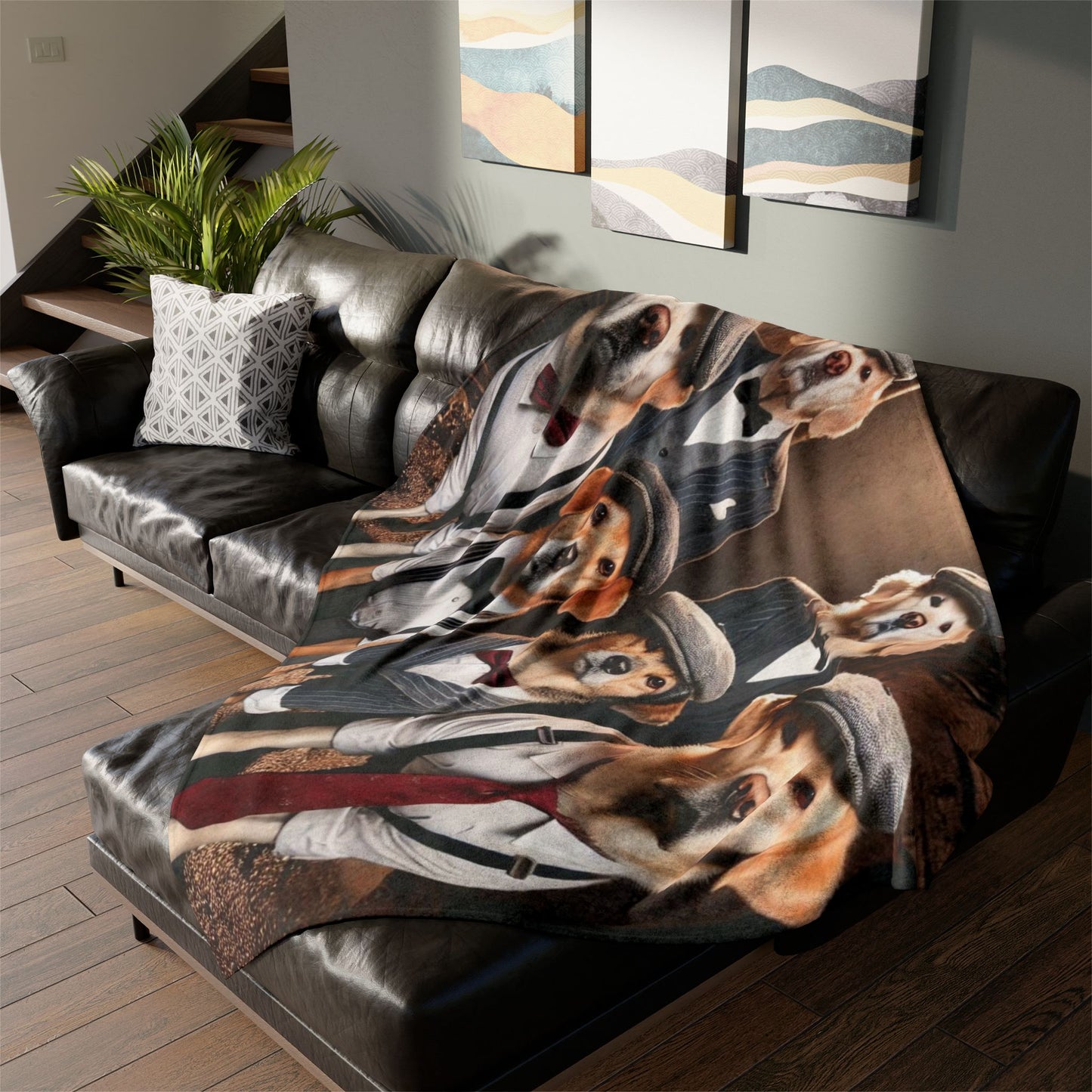 Stylish Dog-Themed Blanket, Fun Pet Gift, Cozy Home Decor, Dog Lover's Celebration Blanket, Unique Pet Lover Gift, Cute Puppy Blanket