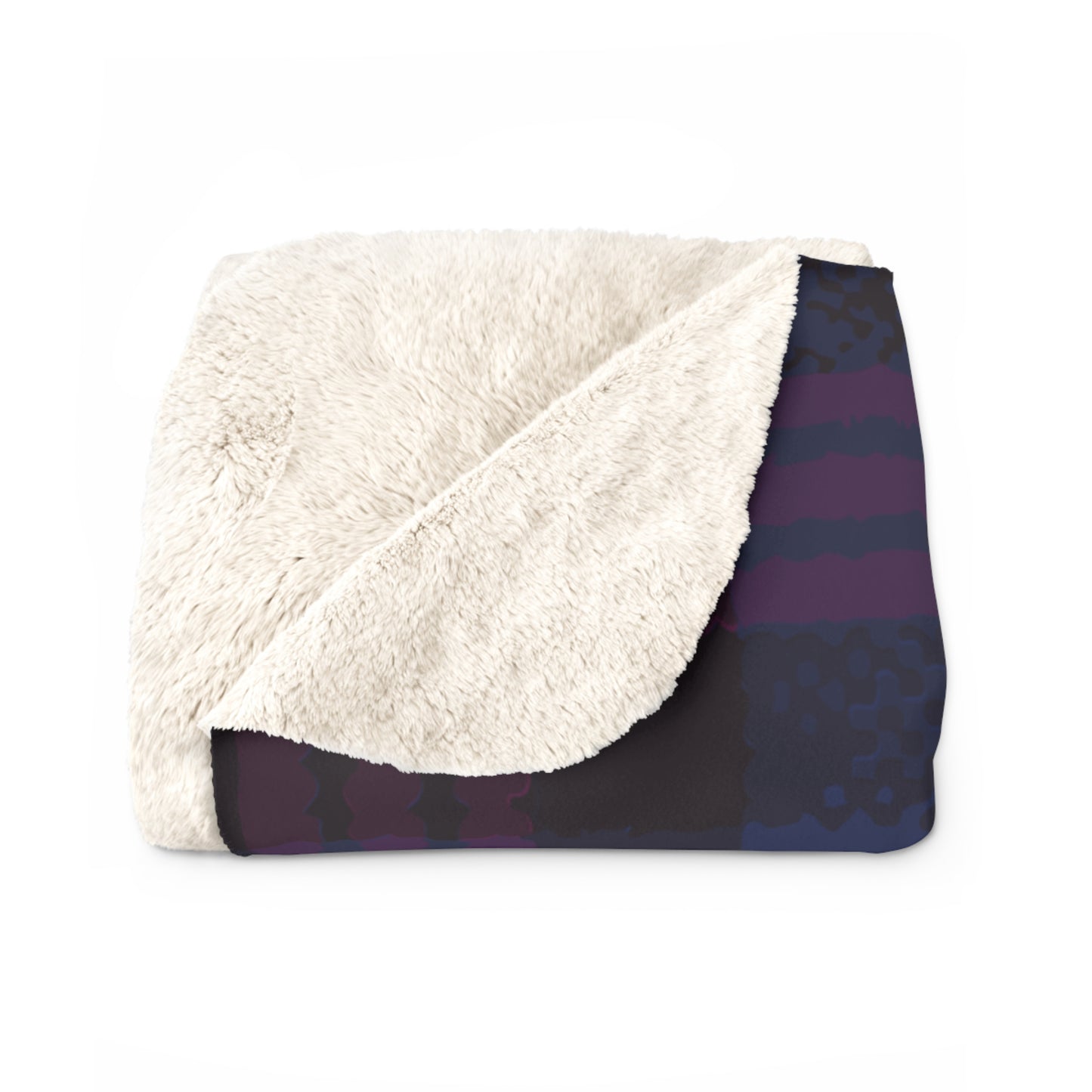 Plaid Floral Sherpa Blanket — Cozy Purple Tartan Throw with Berry Sprig