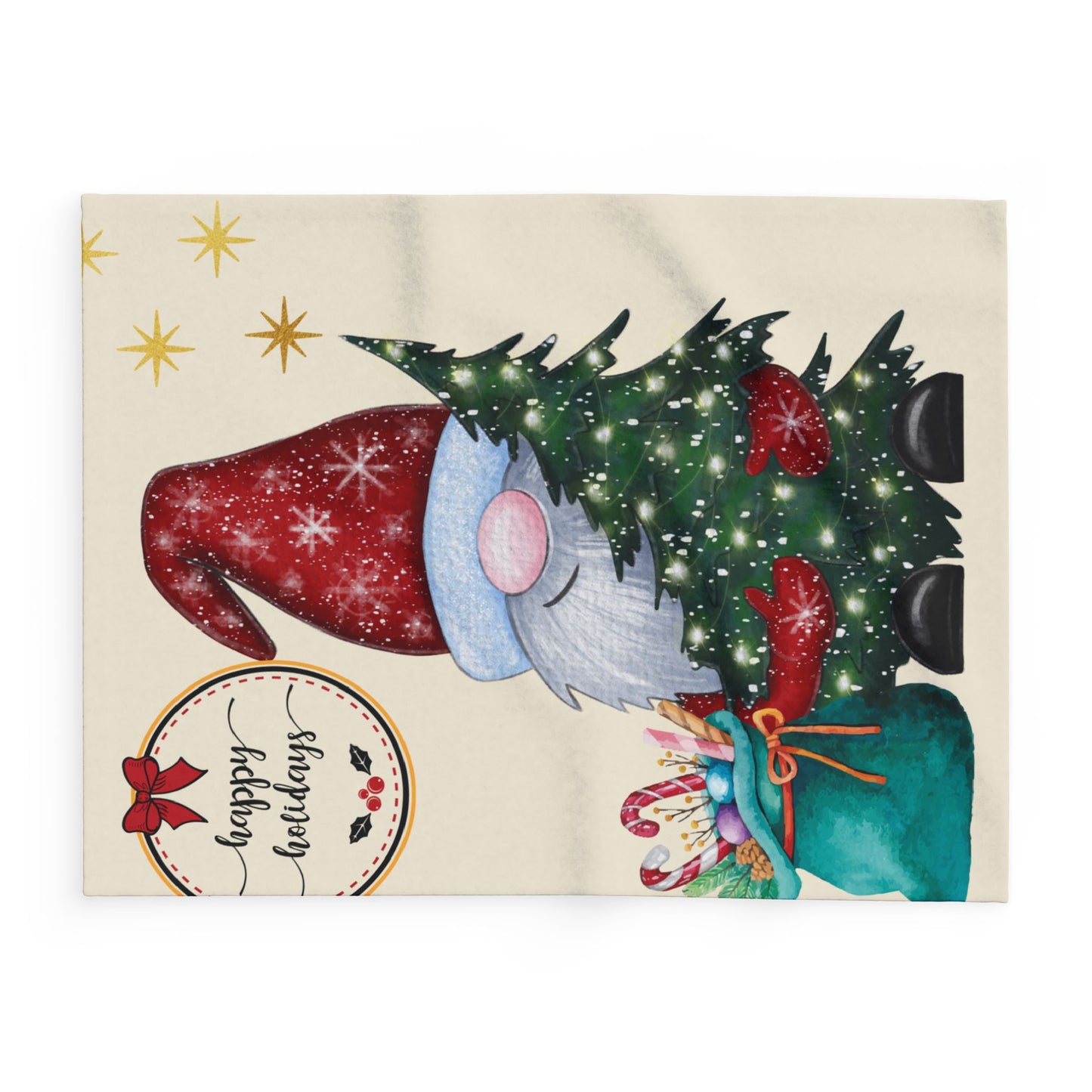 Cozy Holiday Fleece Blanket with Gnome Design | Winter Home Decor, Gift for Christmas, Snuggle Throw, Festive Soft Cover