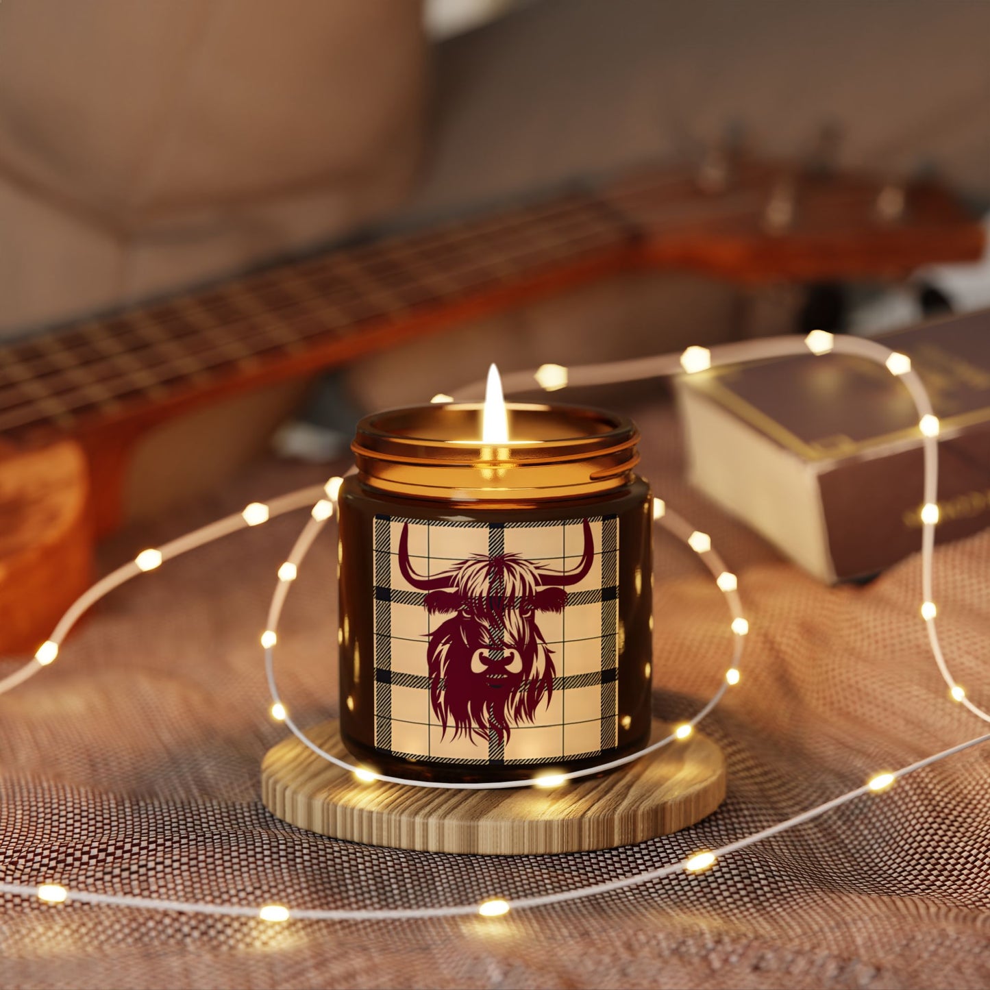 Rustic Highland Cow Scented Soy Candle, Cozy Home Decor, Gift for Candle Lovers, Farmhouse Vibes, Eco-Friendly Aromatherapy