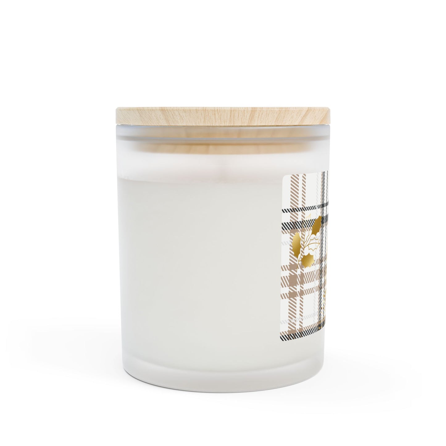 Plaid Gold Tree Frosted Glass Candle — 11oz Holiday Scented Candle