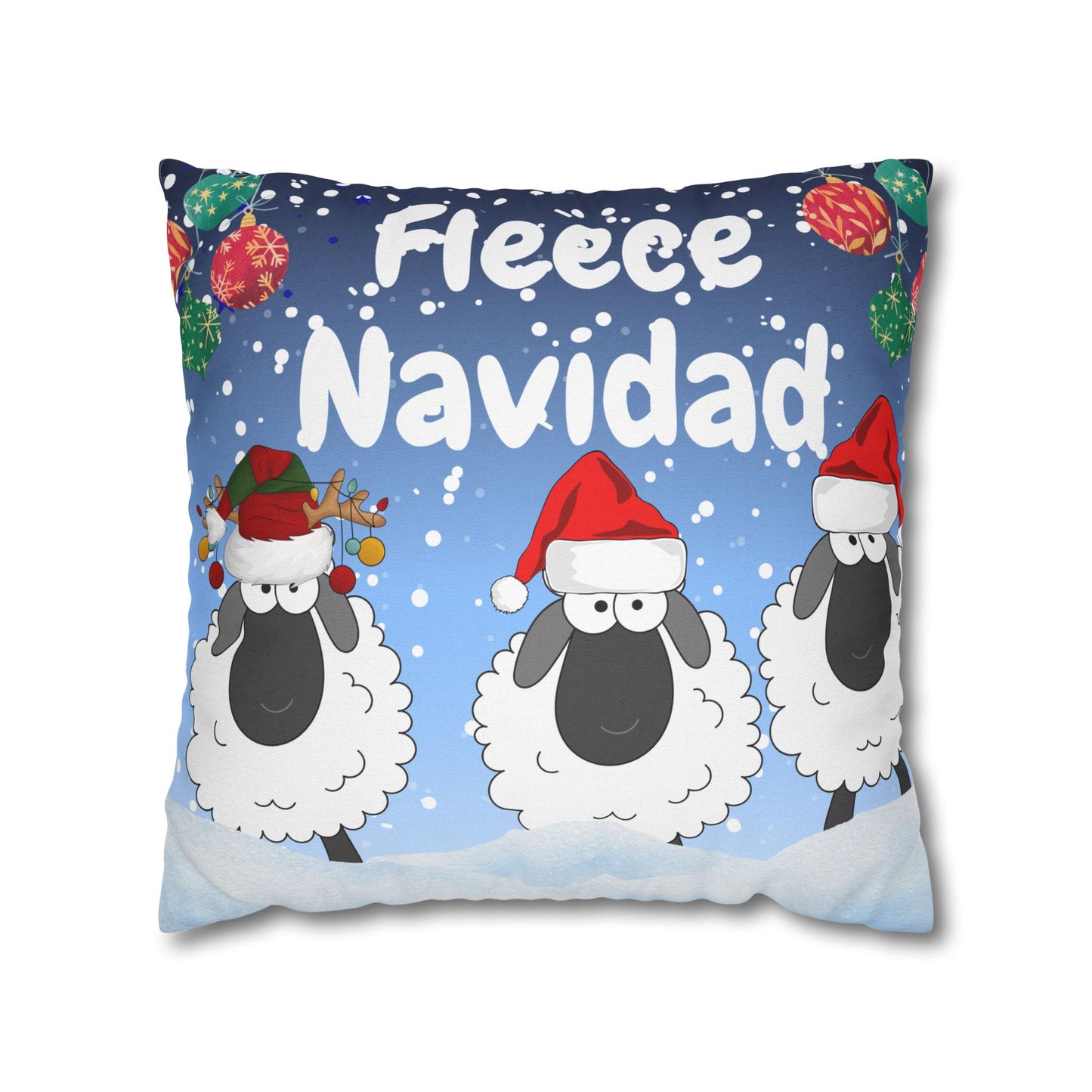 Christmas Sheep Pillowcase, Fleece Navidad Decor, Holiday Home Accents, Cozy Cotton Cushion Cover, Winter Gift Idea, Seasonal Home Decor