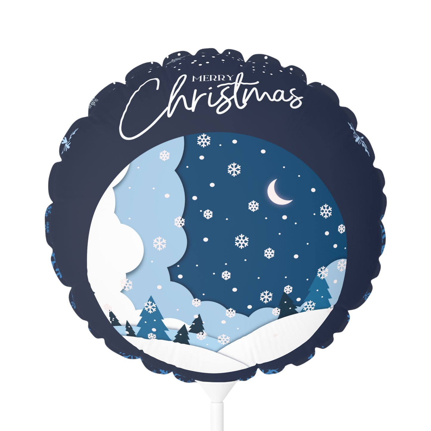 Christmas Balloon Decoration, 11" Round Heart-Shaped, Festive Holiday Party Decor, Winter Wonderland Theme, Merry Christmas