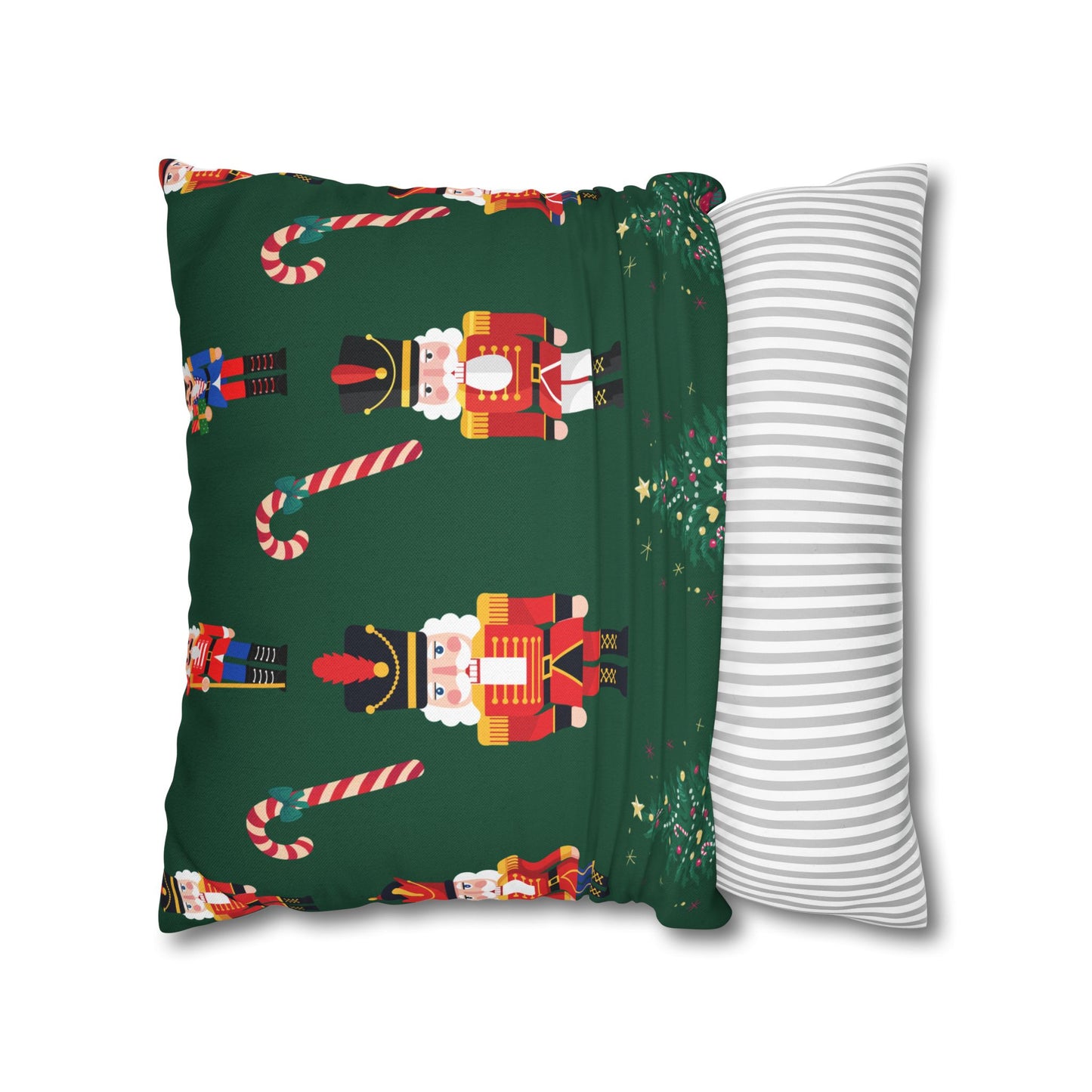 Nutcracker Christmas Pillowcase — Festive Green Holiday Throw Pillow Cover