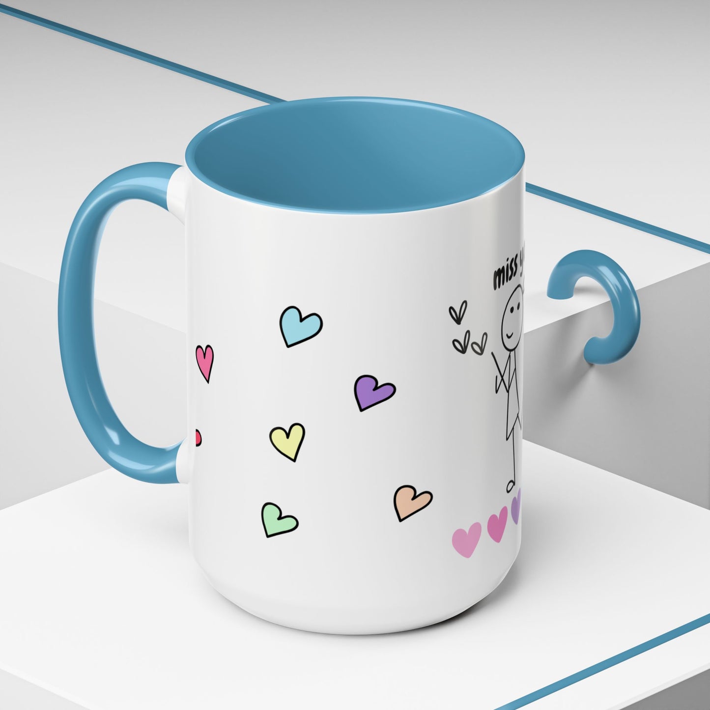 Miss You Accent Coffee Mug - Heartwarming Gift for Friends, Loved Ones, Birthdays, Valentine's Day, Coffee Lovers