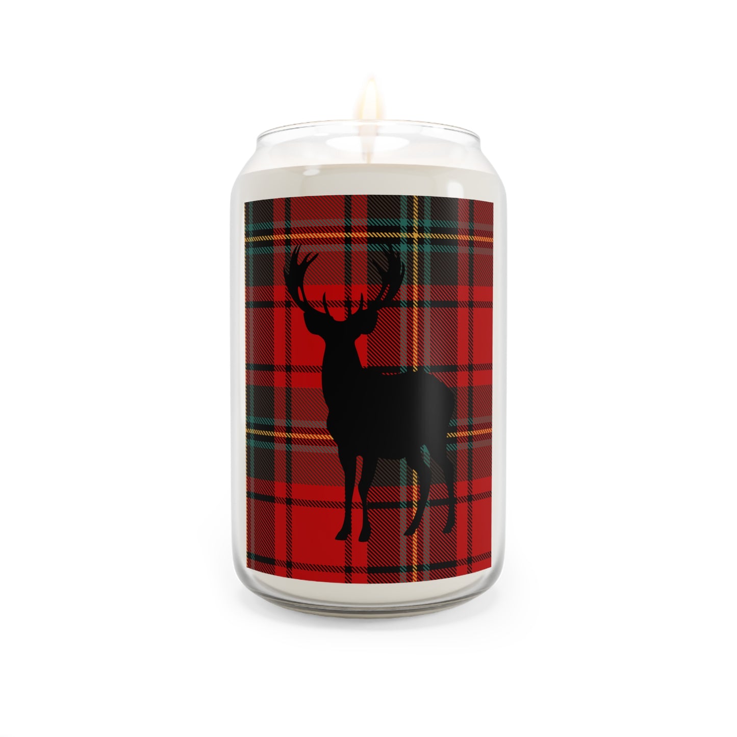 Plaid Deer Scented Soy Candle - Cozy Home Decor, 13.75oz