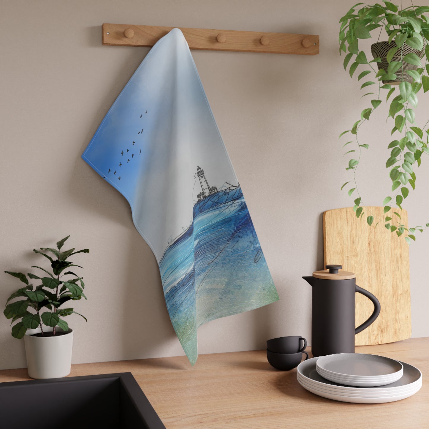 Coastal Lighthouse Tea Towels, Nautical Kitchen Decor, Beach House Gifts, Coastal Living Gifts, Ocean-Themed Home Accessories