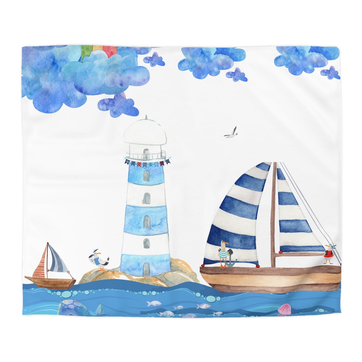 Coastal Escape Microfiber Duvet Cover, Nautical Bedding, Ocean-Themed Decor, Beach House Essentials, Kids Room Makeover