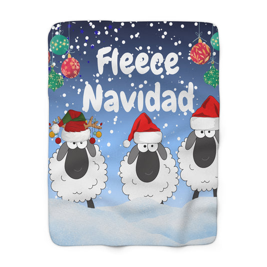 Fleece Navidad Sherpa Blanket, Cozy Christmas Throw, Holiday Gift, Warm Home Decor, Winter Snuggle Blanket