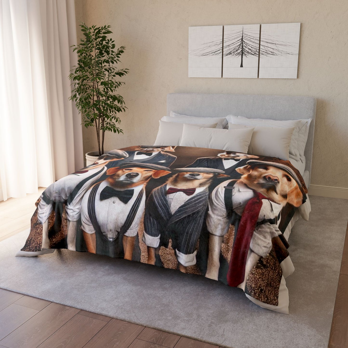 Stylish Dog-Themed Blanket, Fun Pet Gift, Cozy Home Decor, Dog Lover's Celebration Blanket, Unique Pet Lover Gift, Cute Puppy Blanket