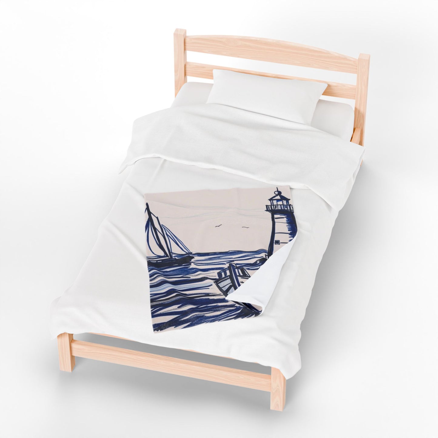 Cozy Nautical Velveteen Plush Blanket - Ideal Gift for Beach Lovers, Home Decor, Beach House, Relaxation, and Gift for Him/Her