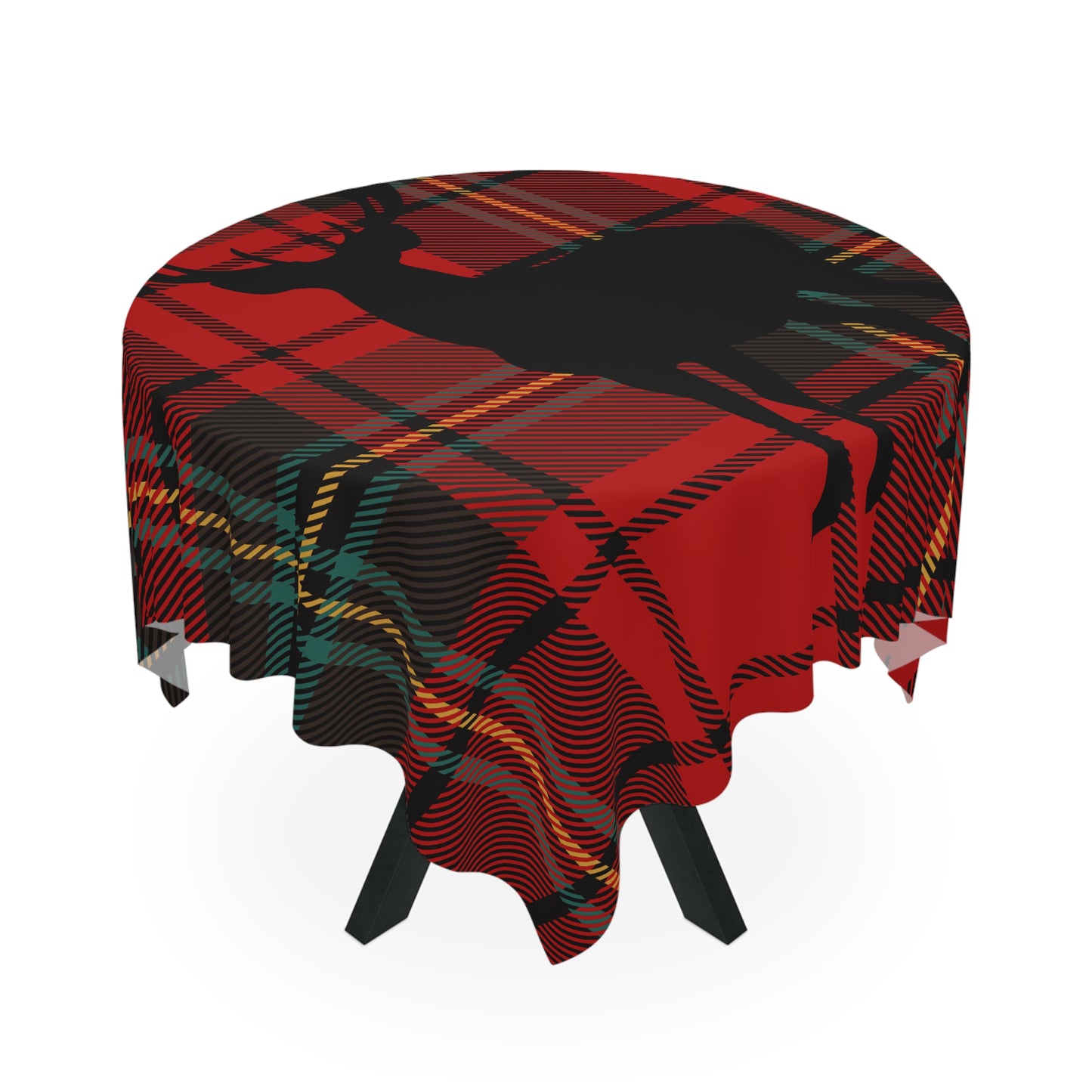 Plaid Deer Tablecloth for Festive Gatherings