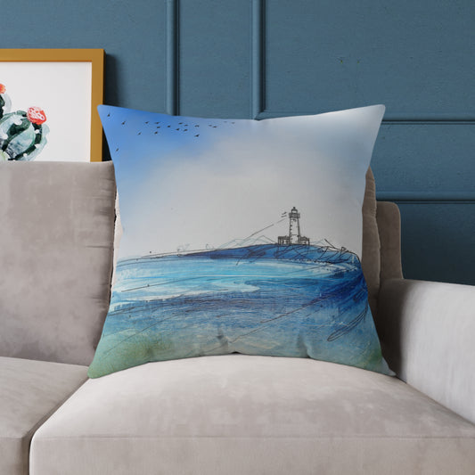 Coastal Waves Pillow, Ocean Decor, Beach House Cushion, Throw Pillow for Living Room, Watercolor Art Cushion