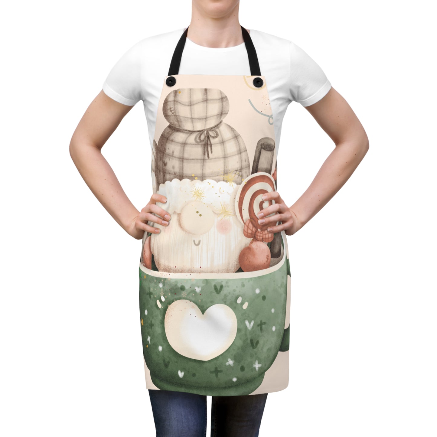 Cute Coffee-Themed Apron, Kawaii Kitchen Apron for Baking, Hostess Gift, Tea Lovers Gift, Fun Cooking Apron