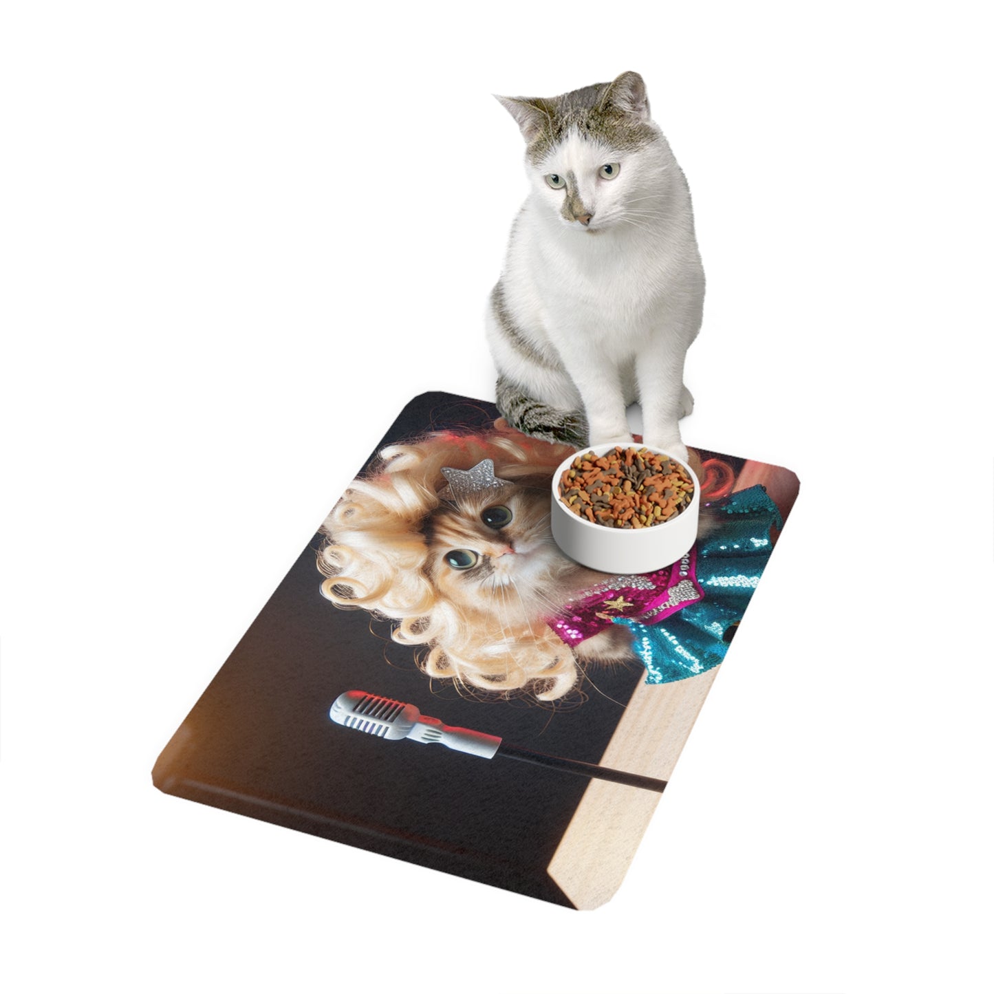 Funny Cat Pet Food Mat, Cat Lover Gift, Kitty Feeding Mat, Unique Cat Decor, Pet Supplies, 12x18 Cat Feeding Station