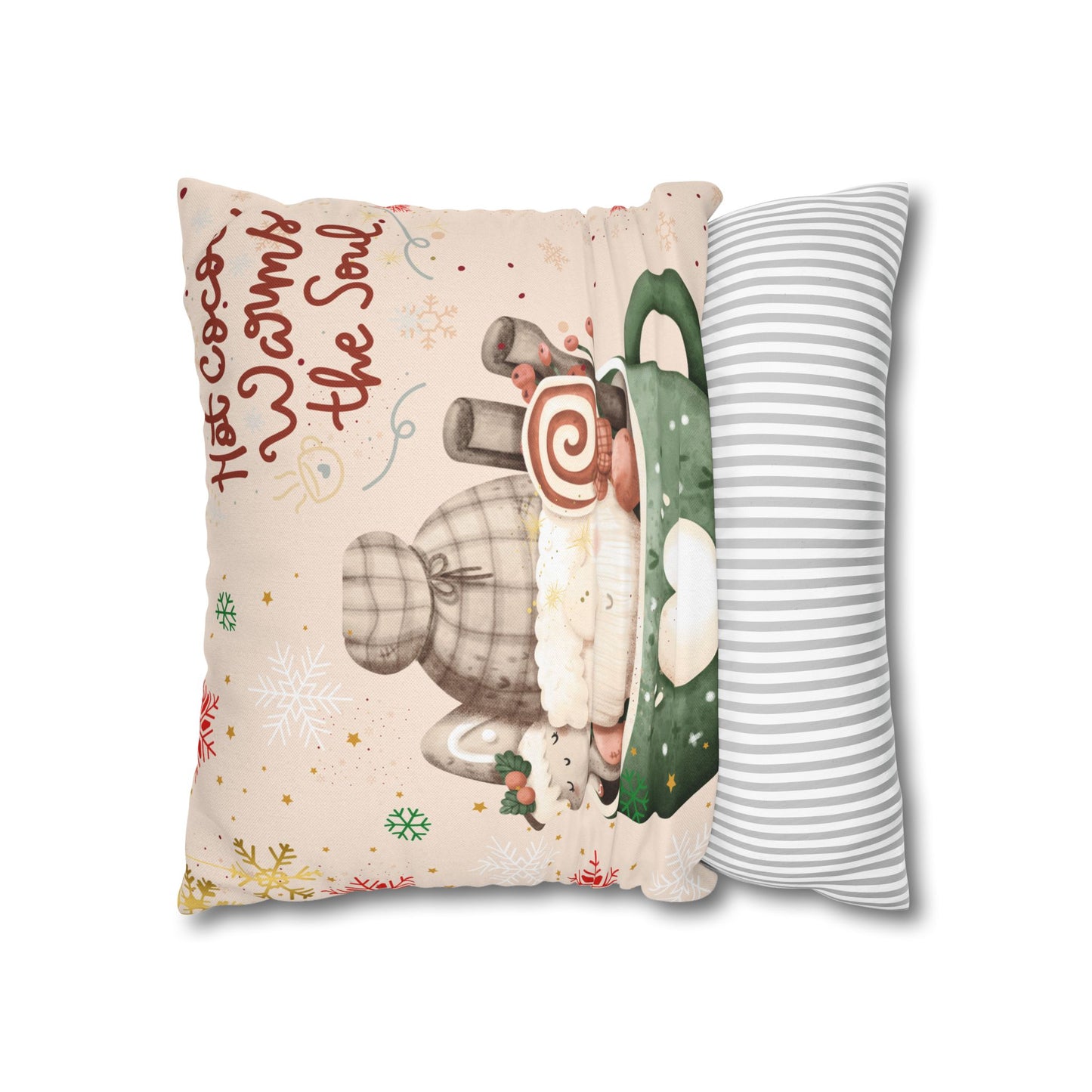 Cozy Hot Cocoa Pillow - Winter Decor, Holiday Gift, Home Accent, Couch Cushion, Christmas Decoration