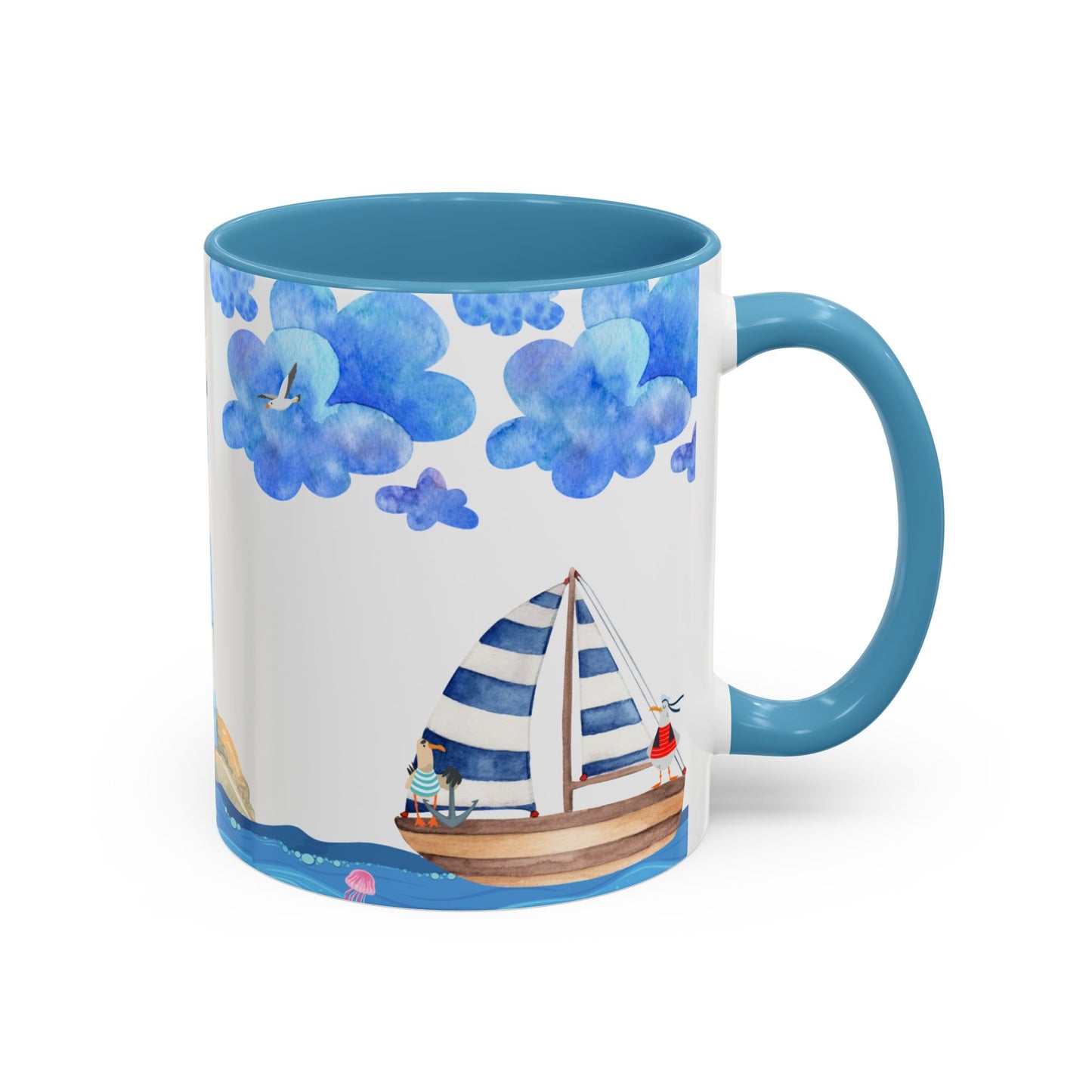 Coastal Lighthouse Coffee Mug, Nautical Drinkware, Beach Themed, Ocean Lover Gift, Relaxing Home Decor